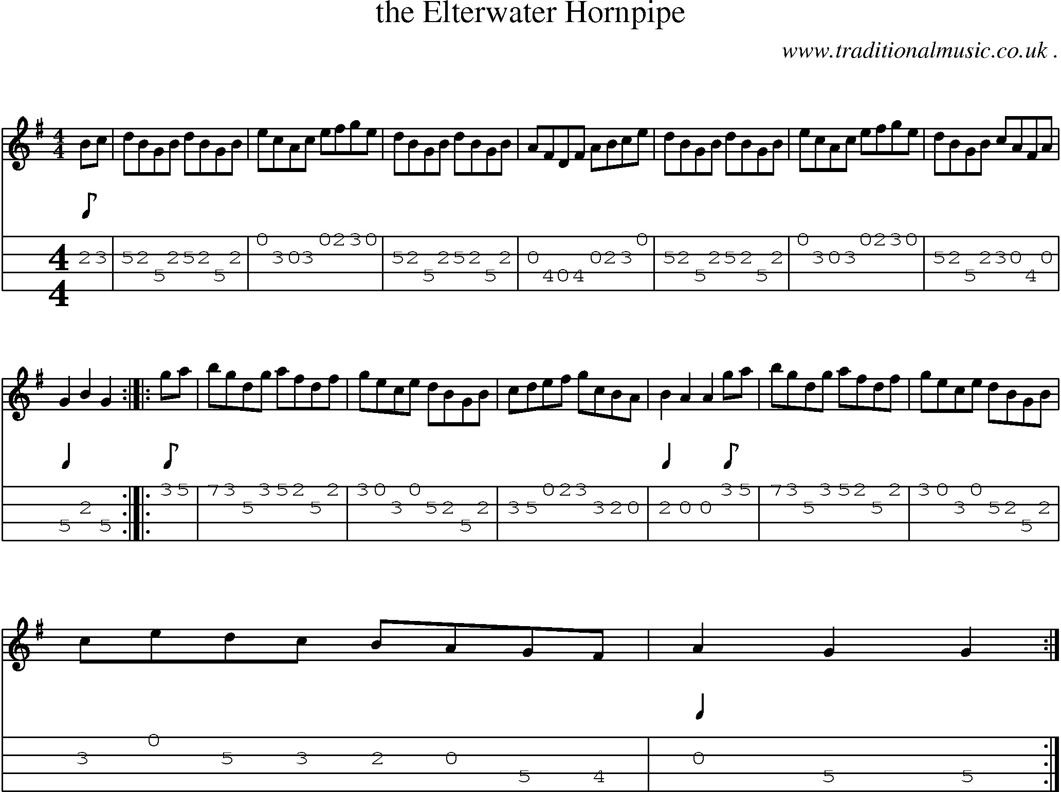 Sheet-Music and Mandolin Tabs for The Elterwater Hornpipe