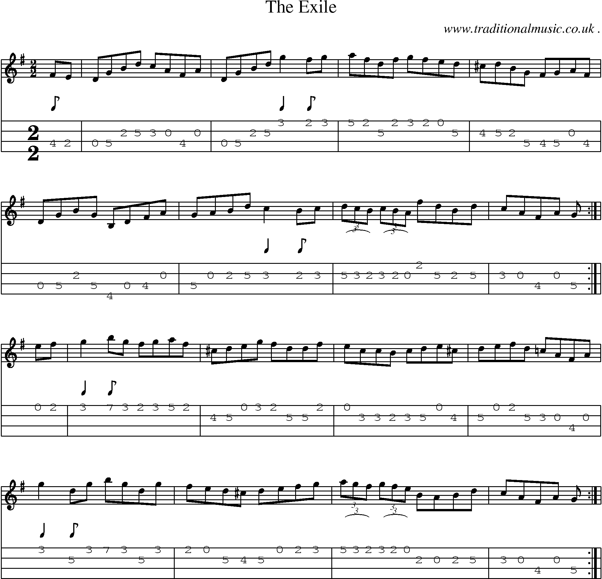 Sheet-Music and Mandolin Tabs for The Exile