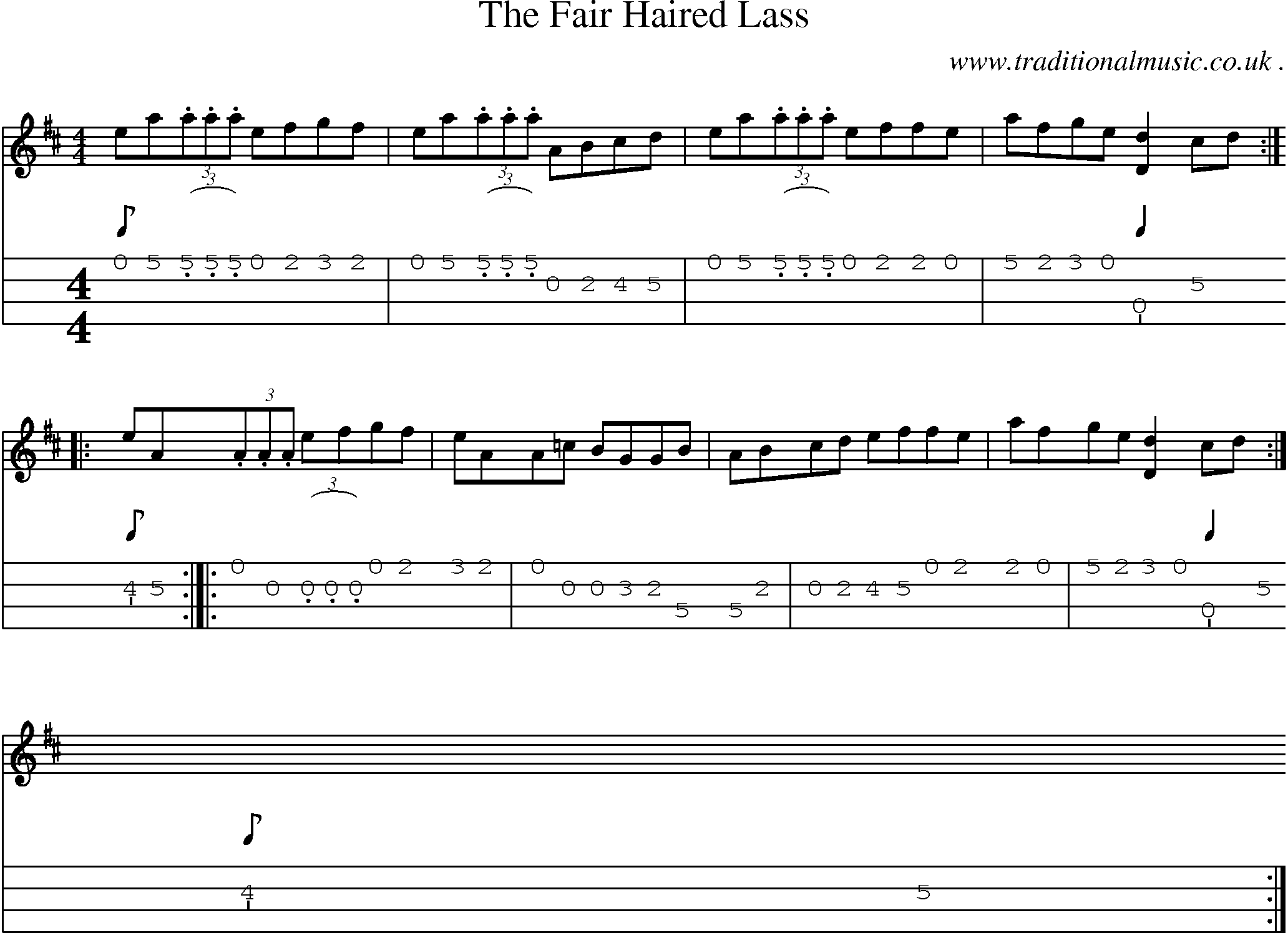 Sheet-Music and Mandolin Tabs for The Fair Haired Lass