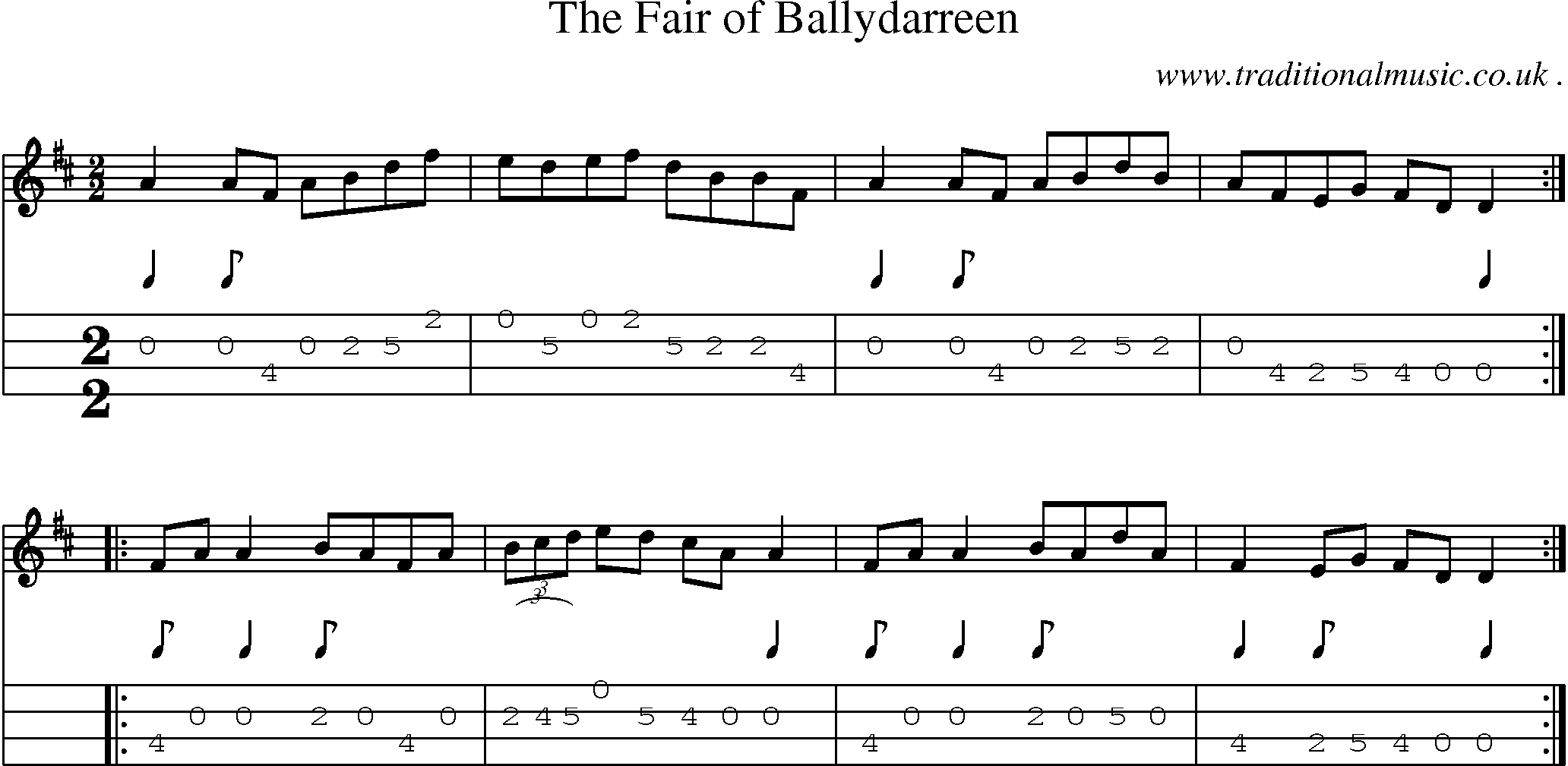 Sheet-Music and Mandolin Tabs for The Fair Of Ballydarreen