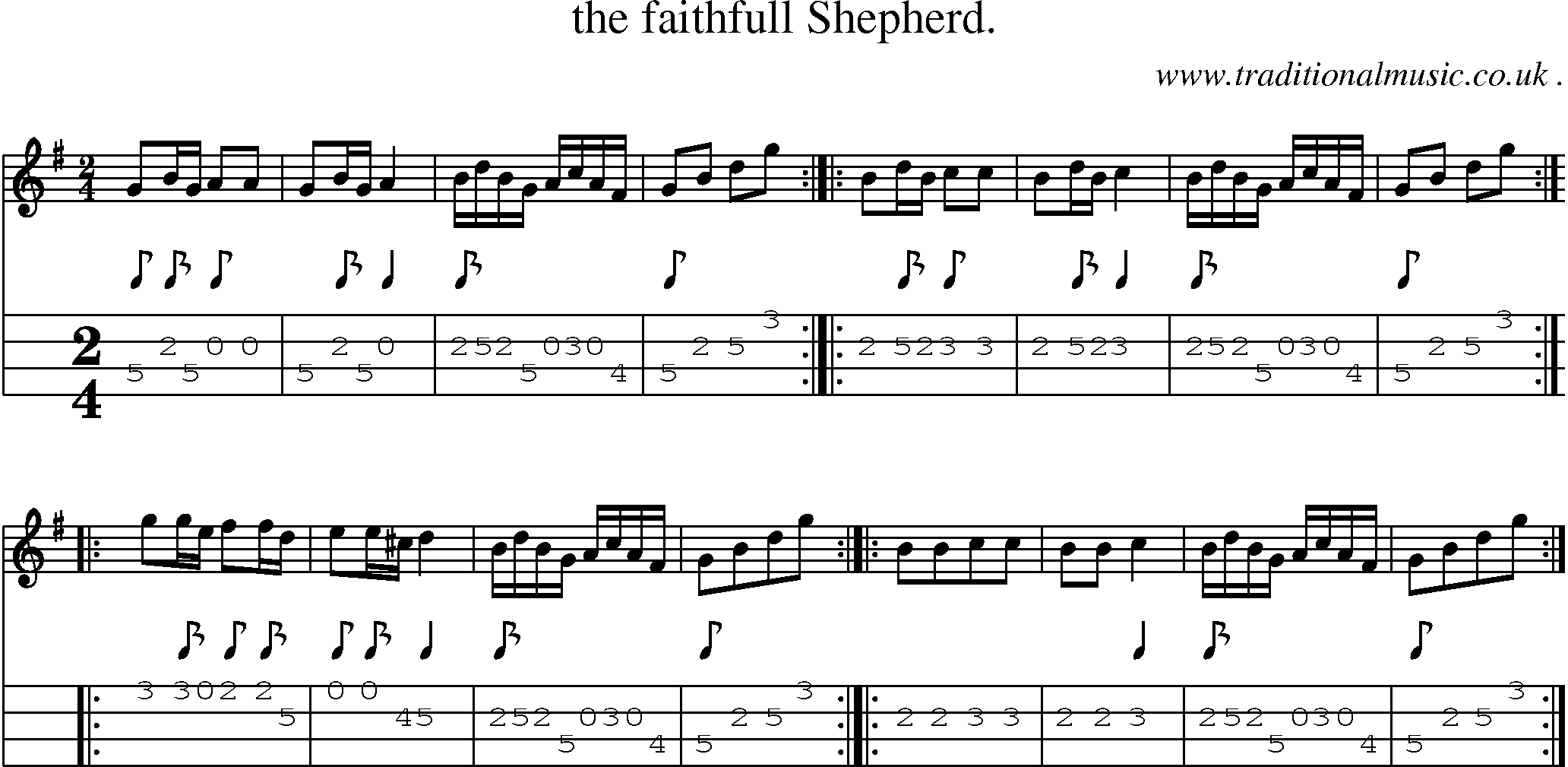 Sheet-Music and Mandolin Tabs for The Faithfull Shepherd