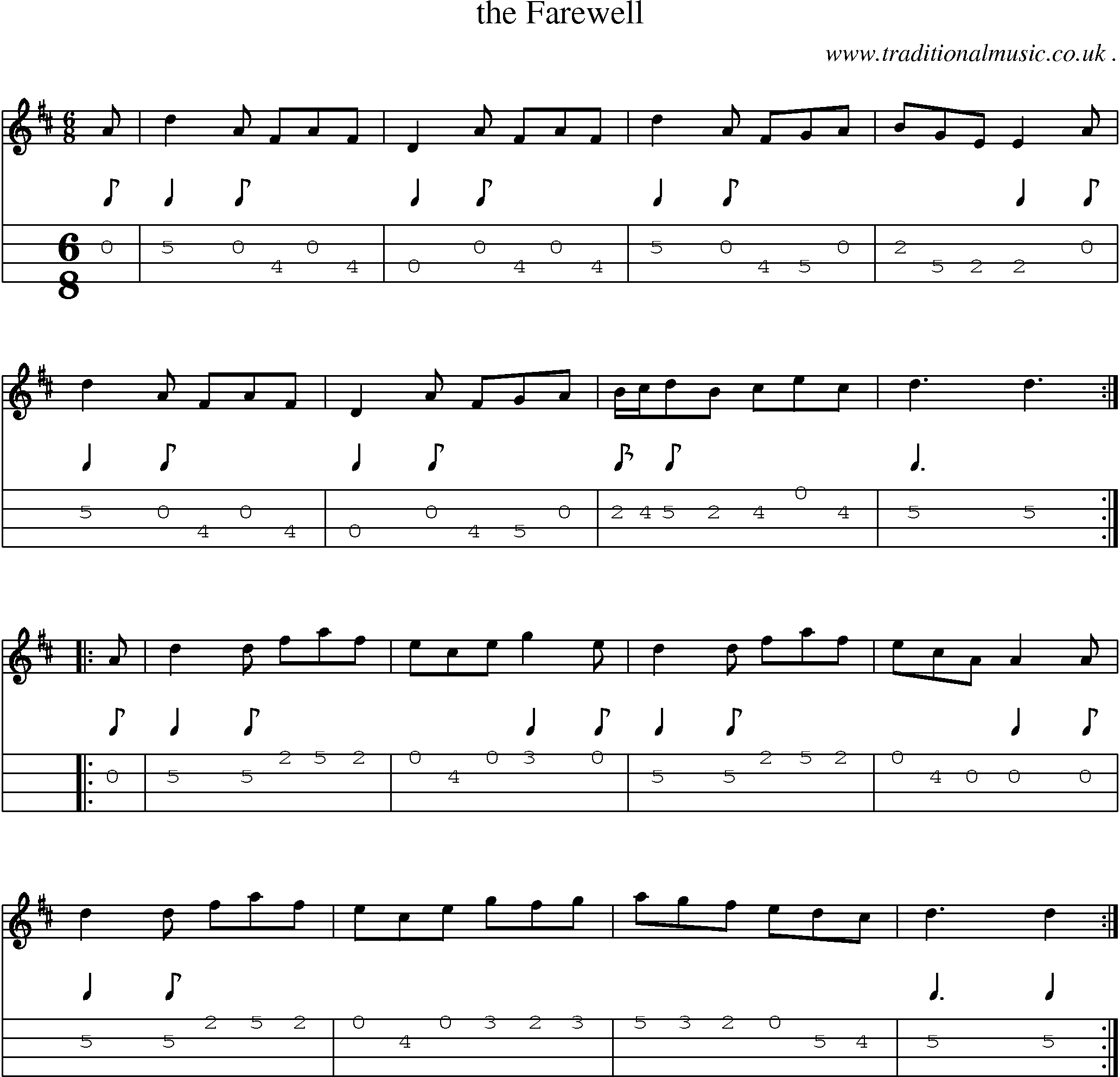 Sheet-Music and Mandolin Tabs for The Farewell