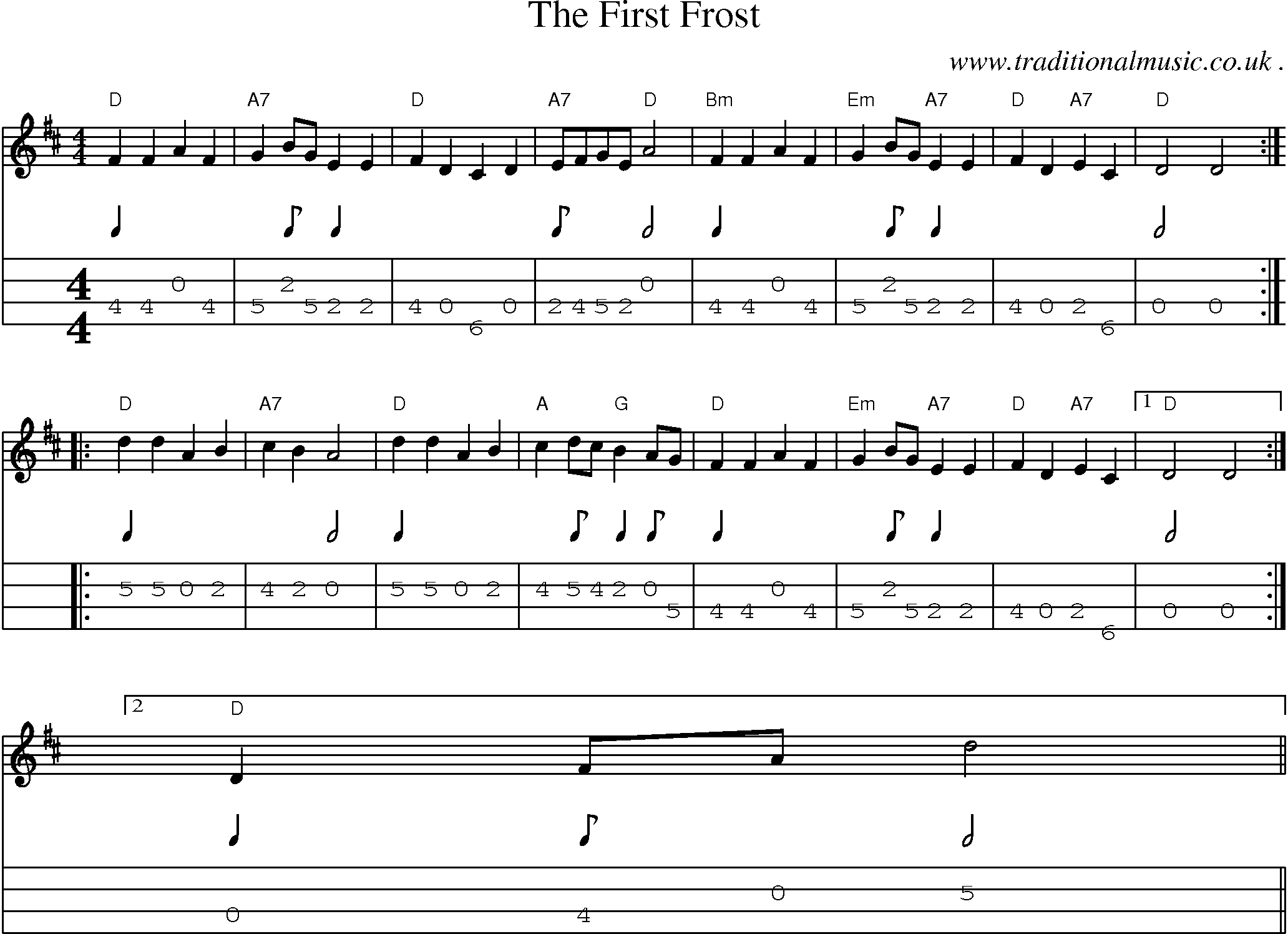 Sheet-Music and Mandolin Tabs for The First Frost