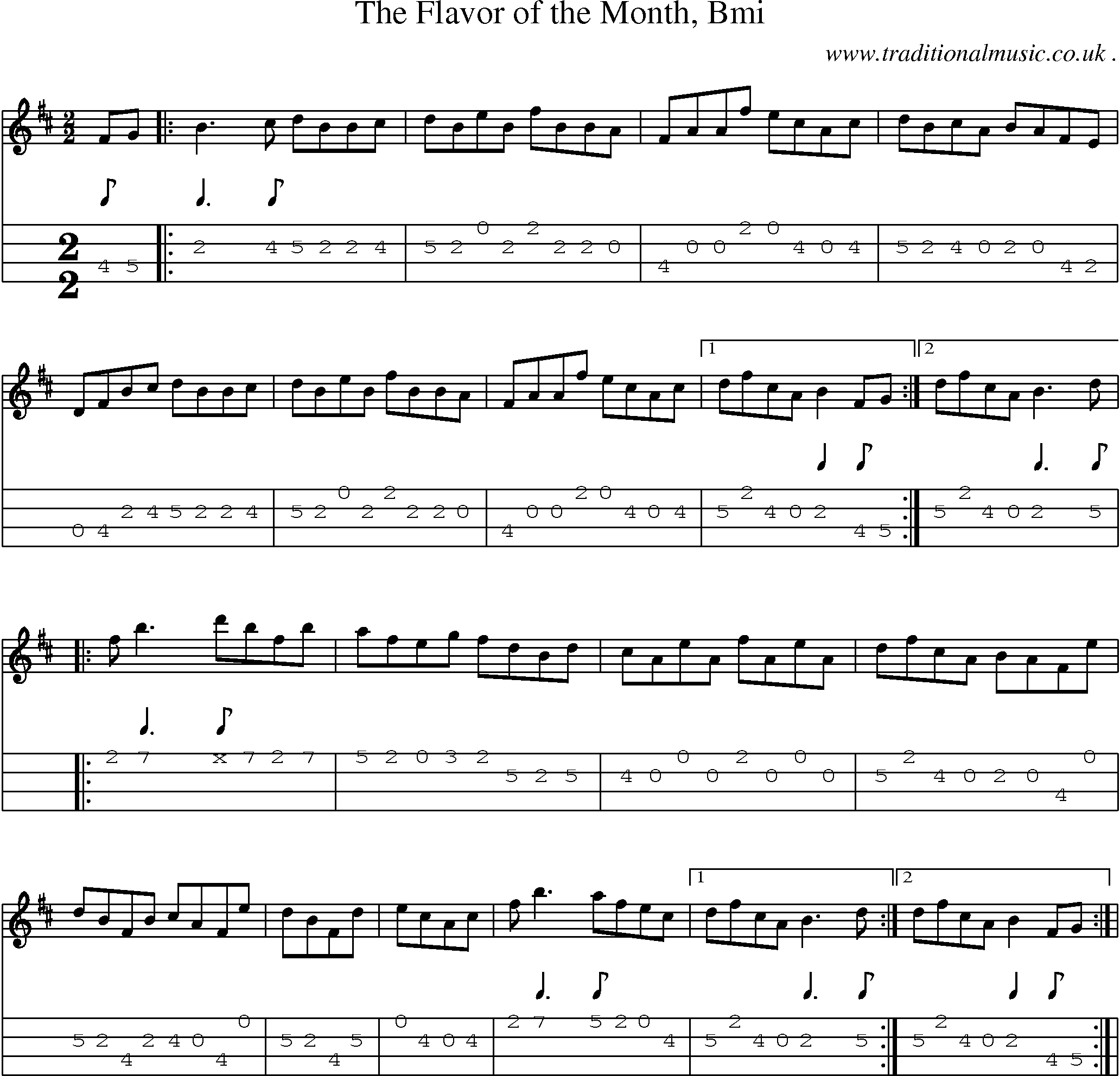 Sheet-Music and Mandolin Tabs for The Flavor Of The Month Bmi