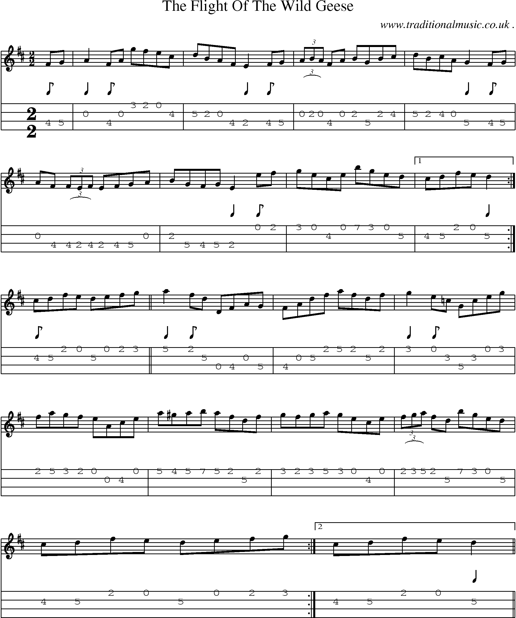 Sheet-Music and Mandolin Tabs for The Flight Of The Wild Geese
