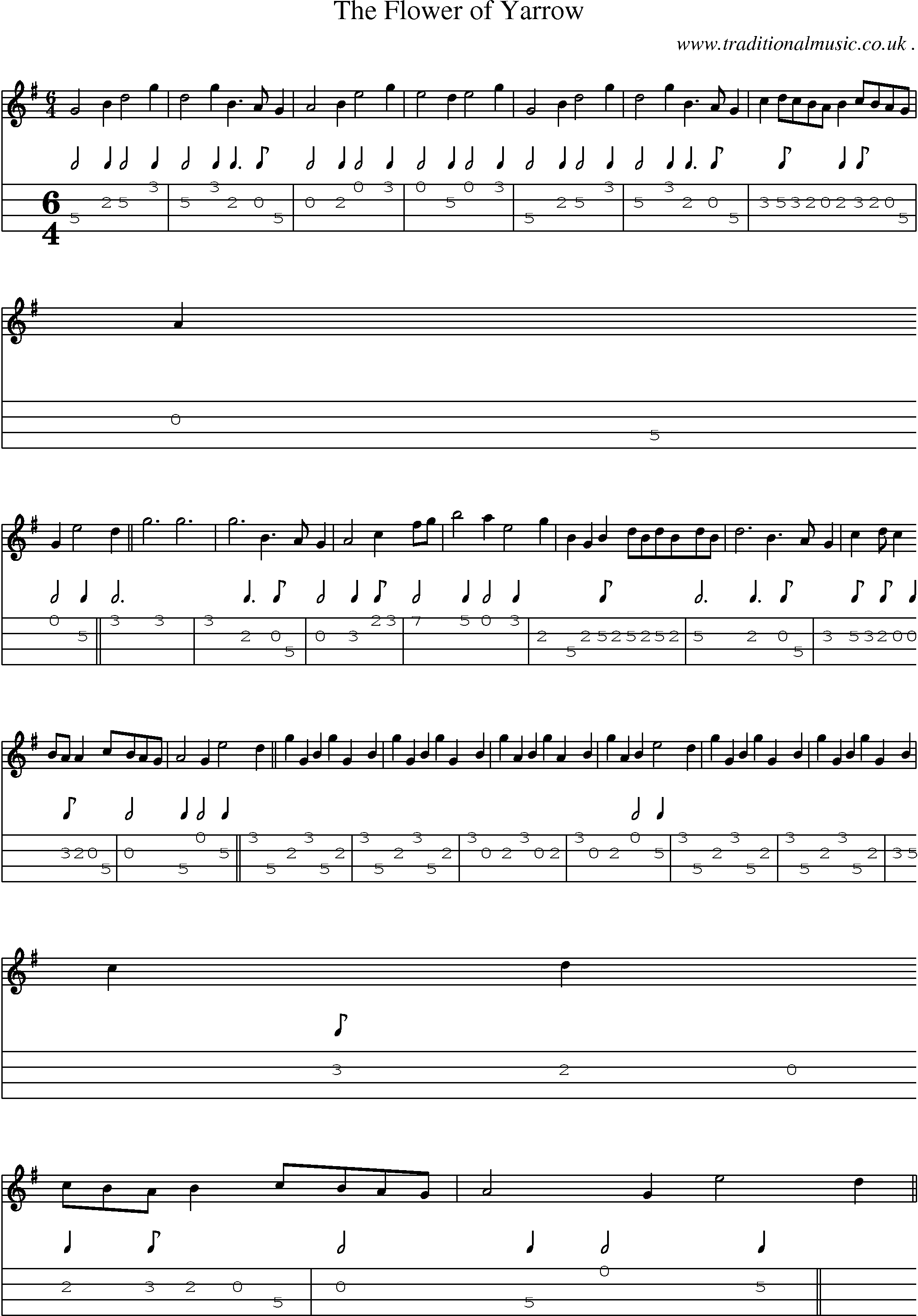 Sheet-Music and Mandolin Tabs for The Flower Of Yarrow