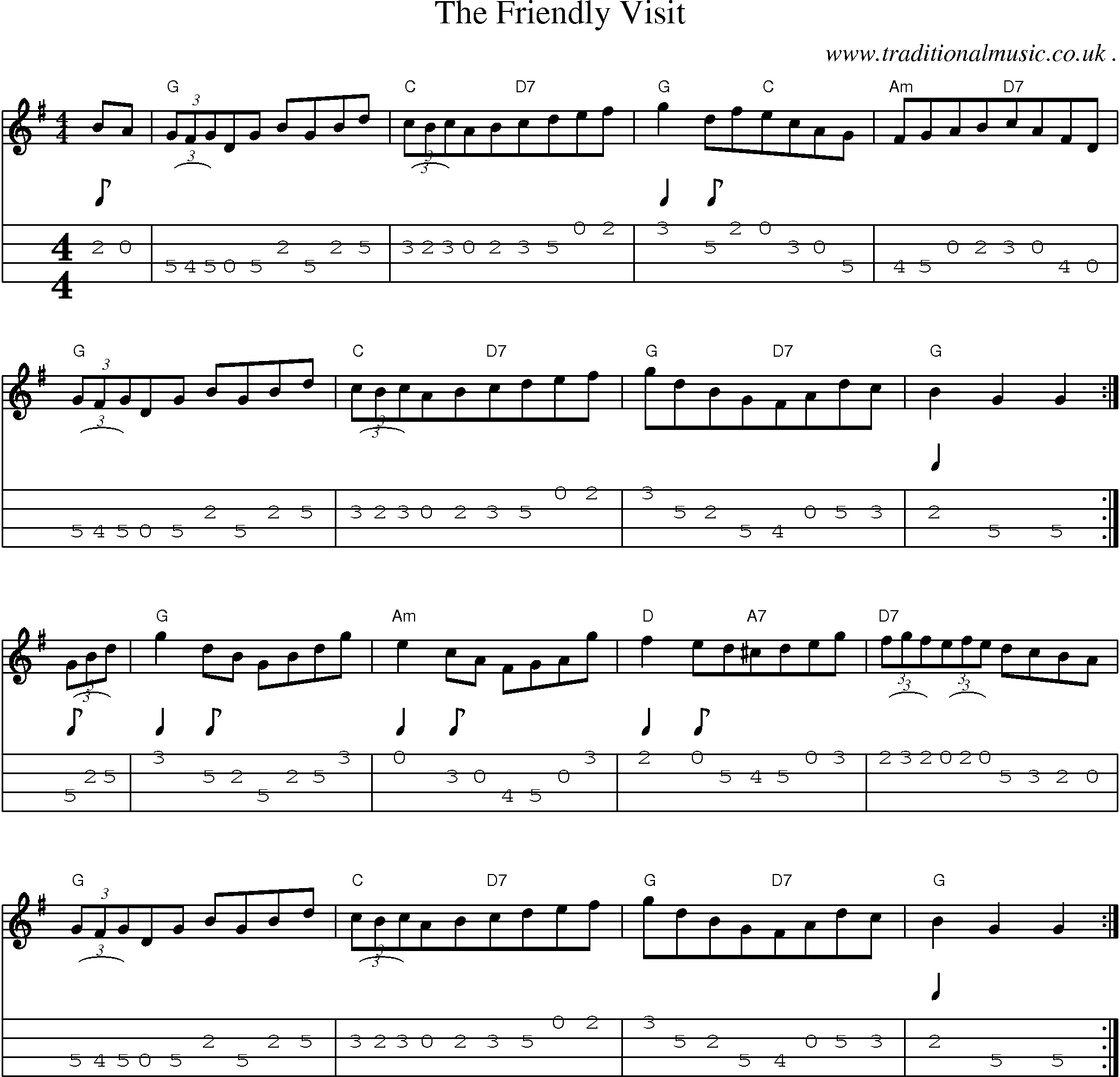 Sheet-Music and Mandolin Tabs for The Friendly Visit