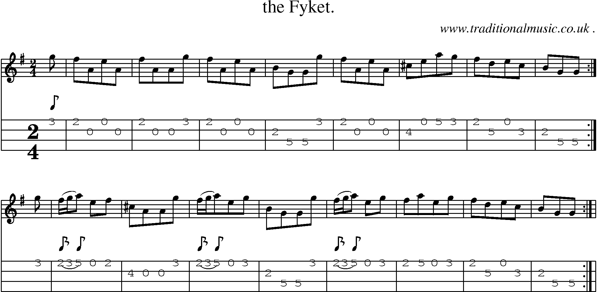 Sheet-Music and Mandolin Tabs for The Fyket