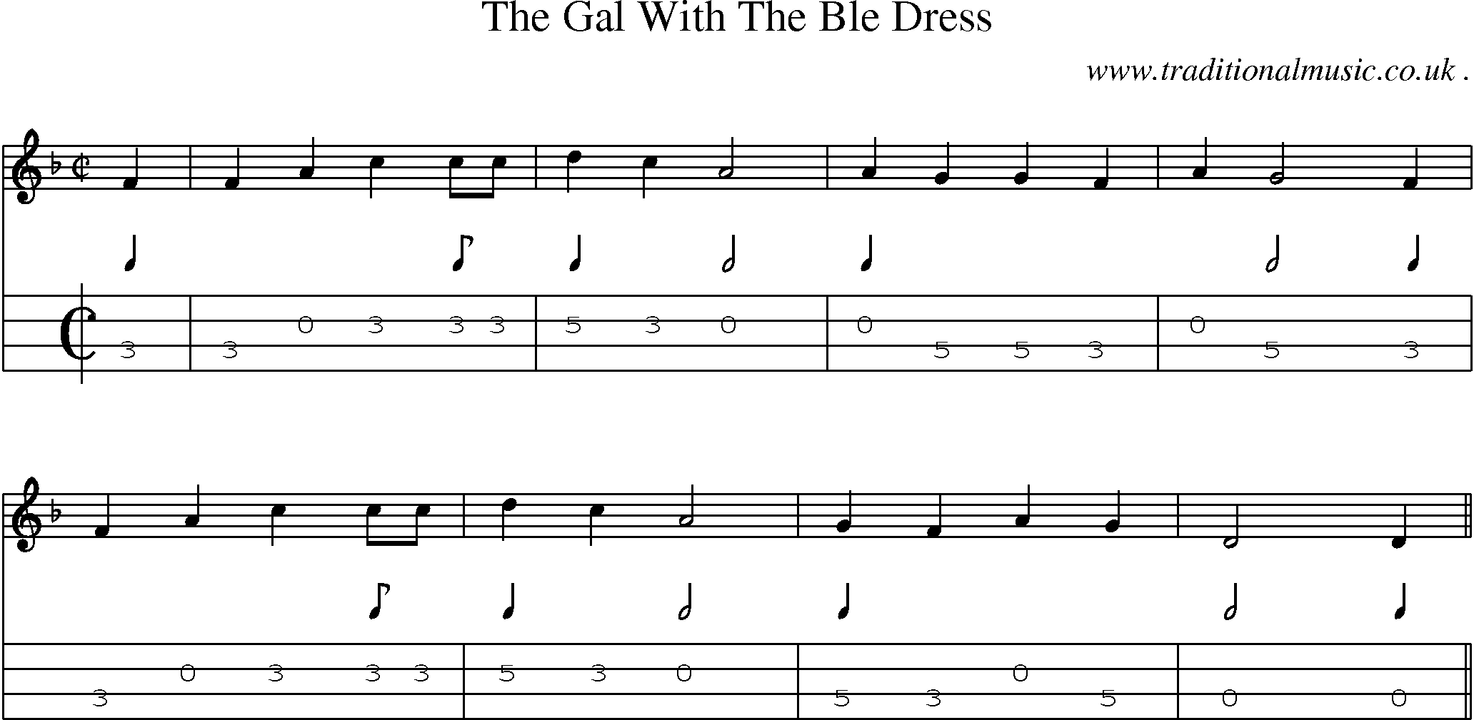 Sheet-Music and Mandolin Tabs for The Gal With The Ble Dress