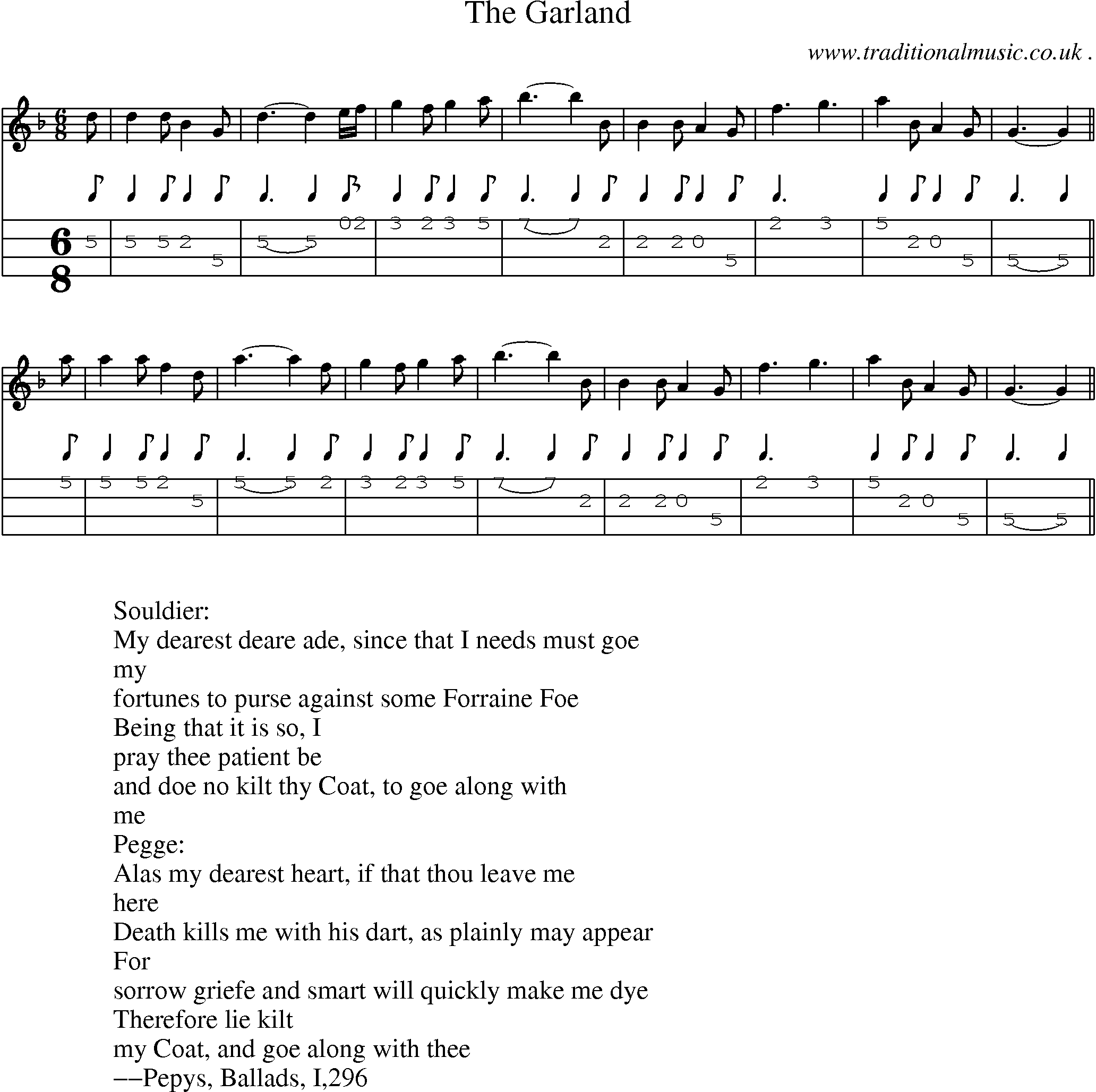 Sheet-Music and Mandolin Tabs for The Garland