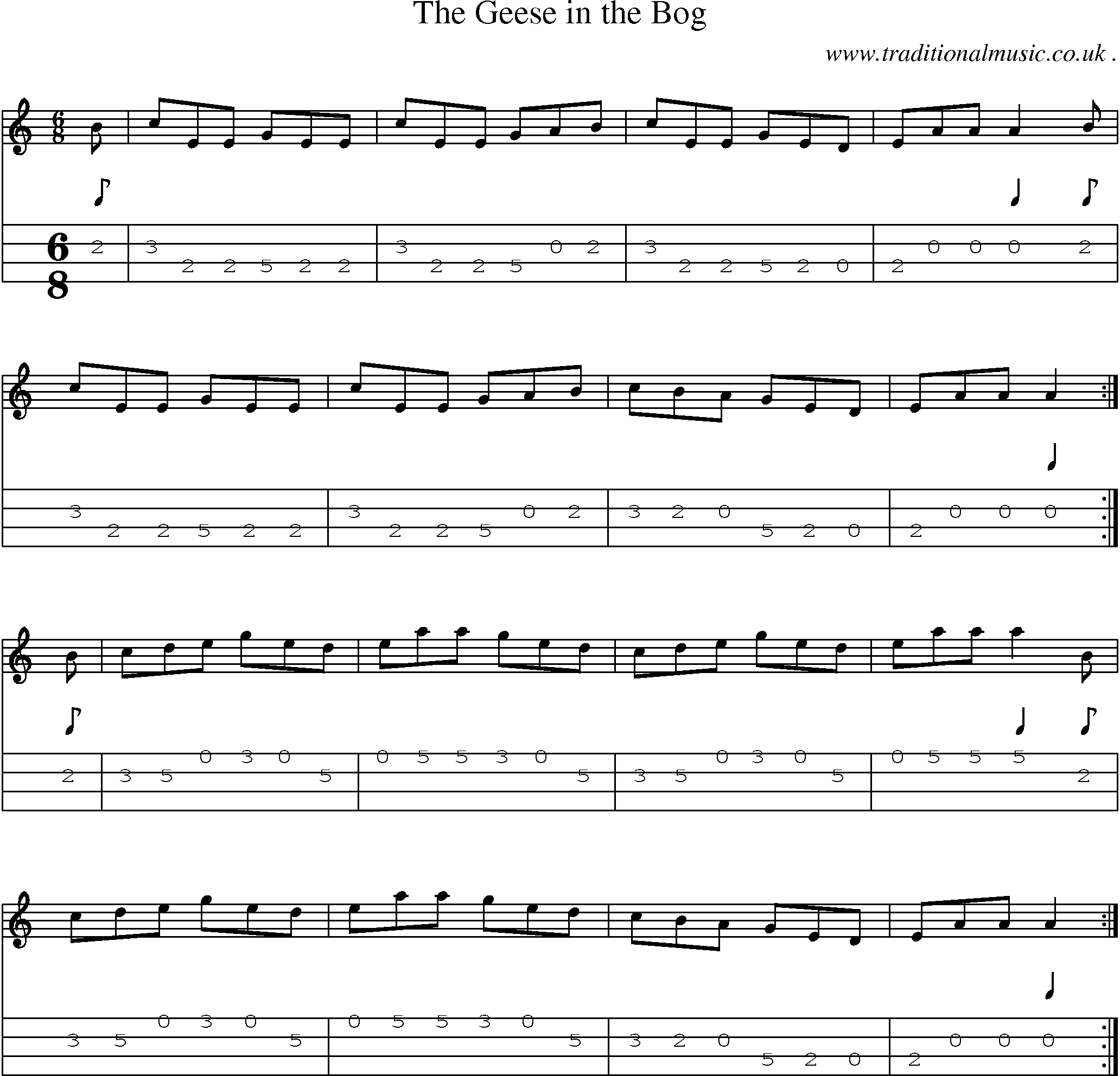 Sheet-Music and Mandolin Tabs for The Geese In The Bog