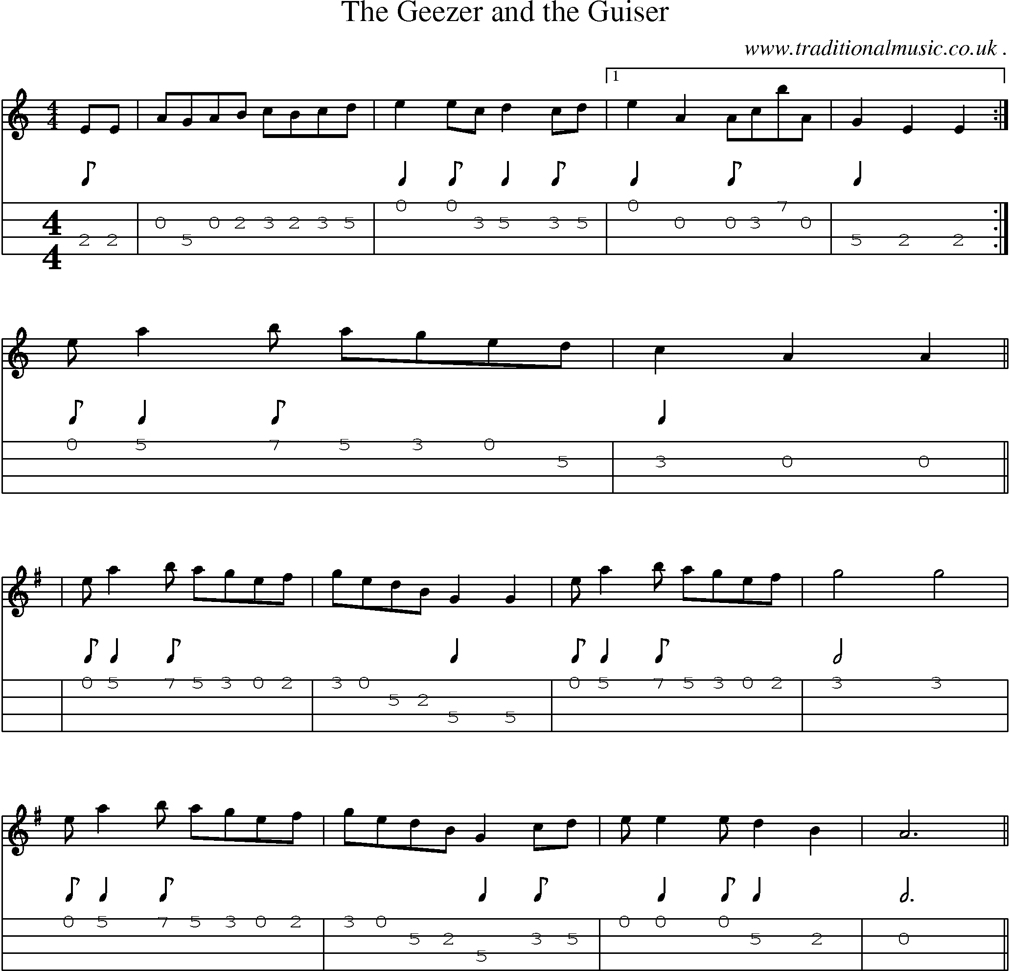 Sheet-Music and Mandolin Tabs for The Geezer And The Guiser