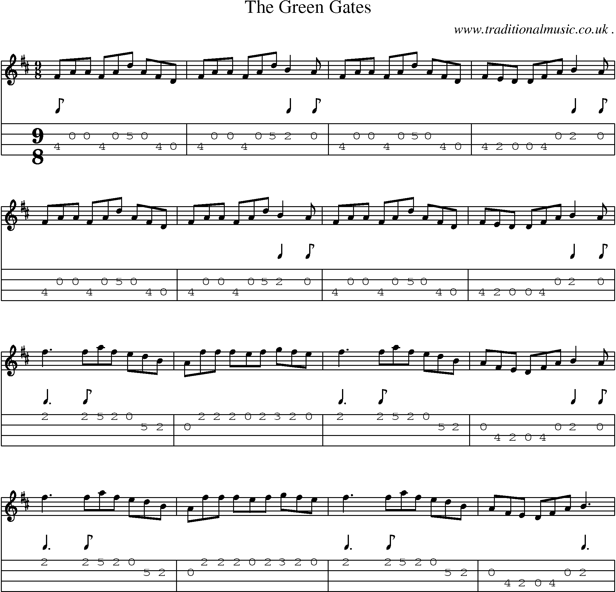 Sheet-Music and Mandolin Tabs for The Green Gates