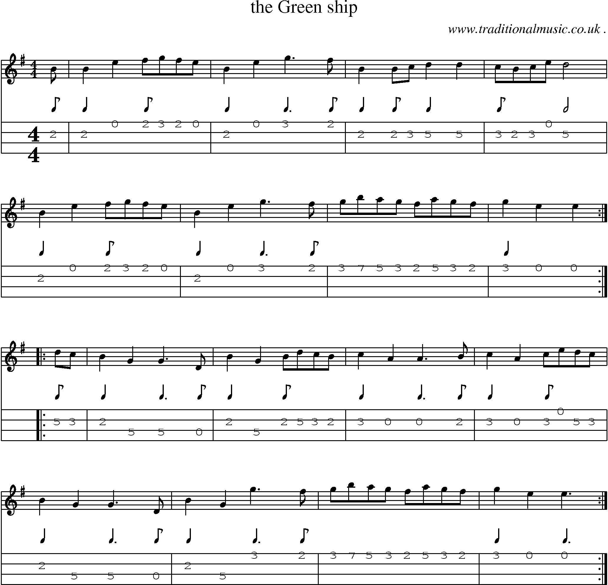 Sheet-Music and Mandolin Tabs for The Green Ship