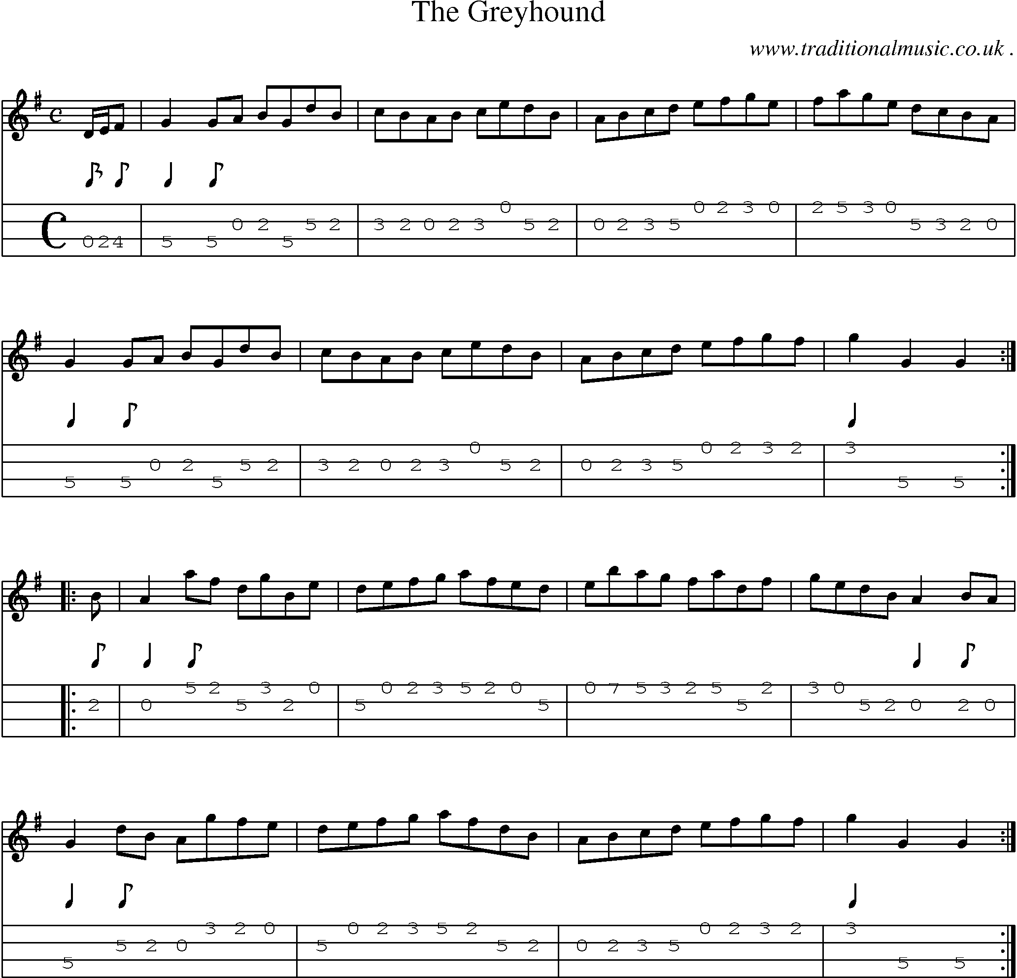 Sheet-Music and Mandolin Tabs for The Greyhound
