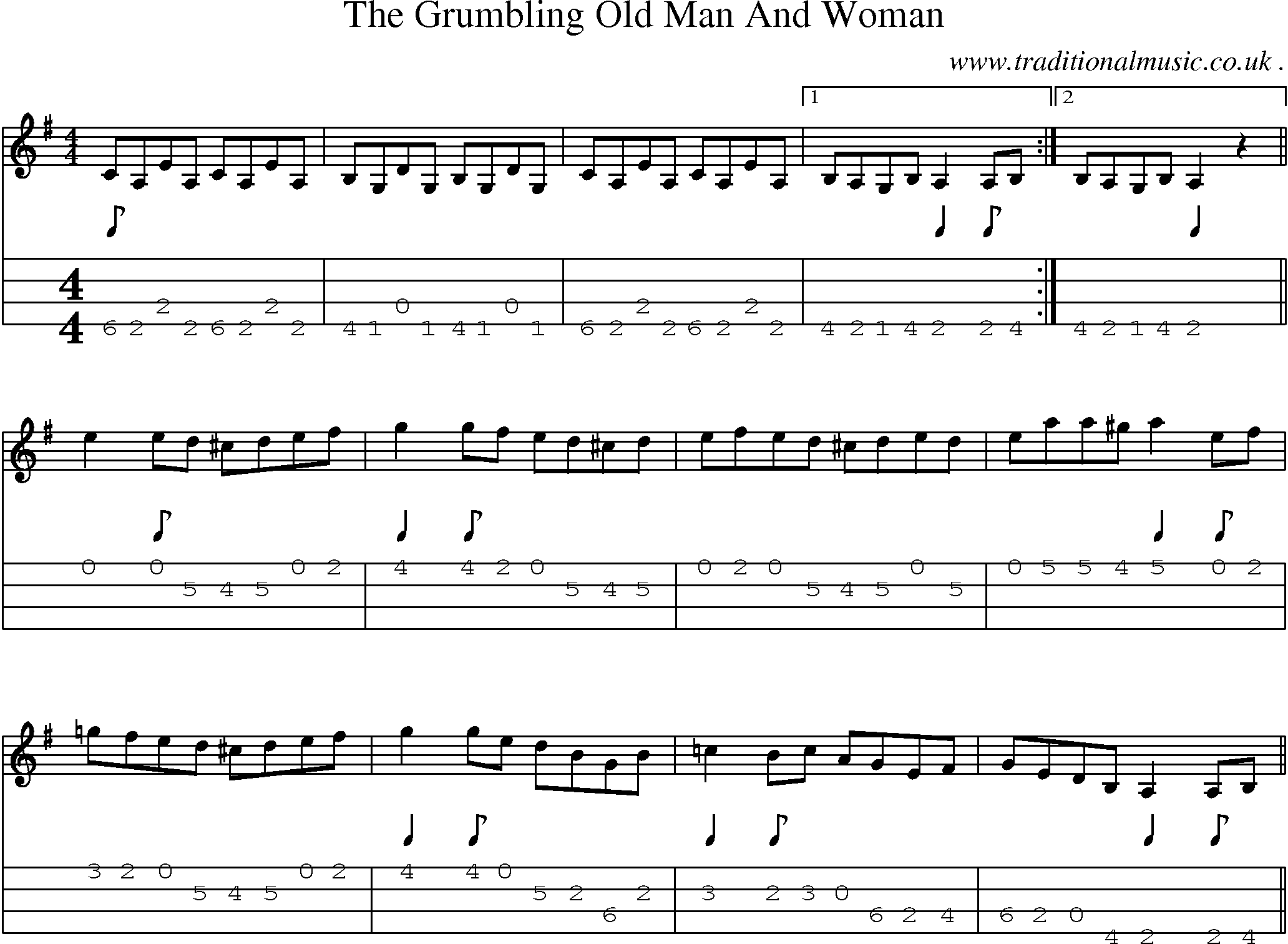 Sheet-Music and Mandolin Tabs for The Grumbling Old Man And Woman