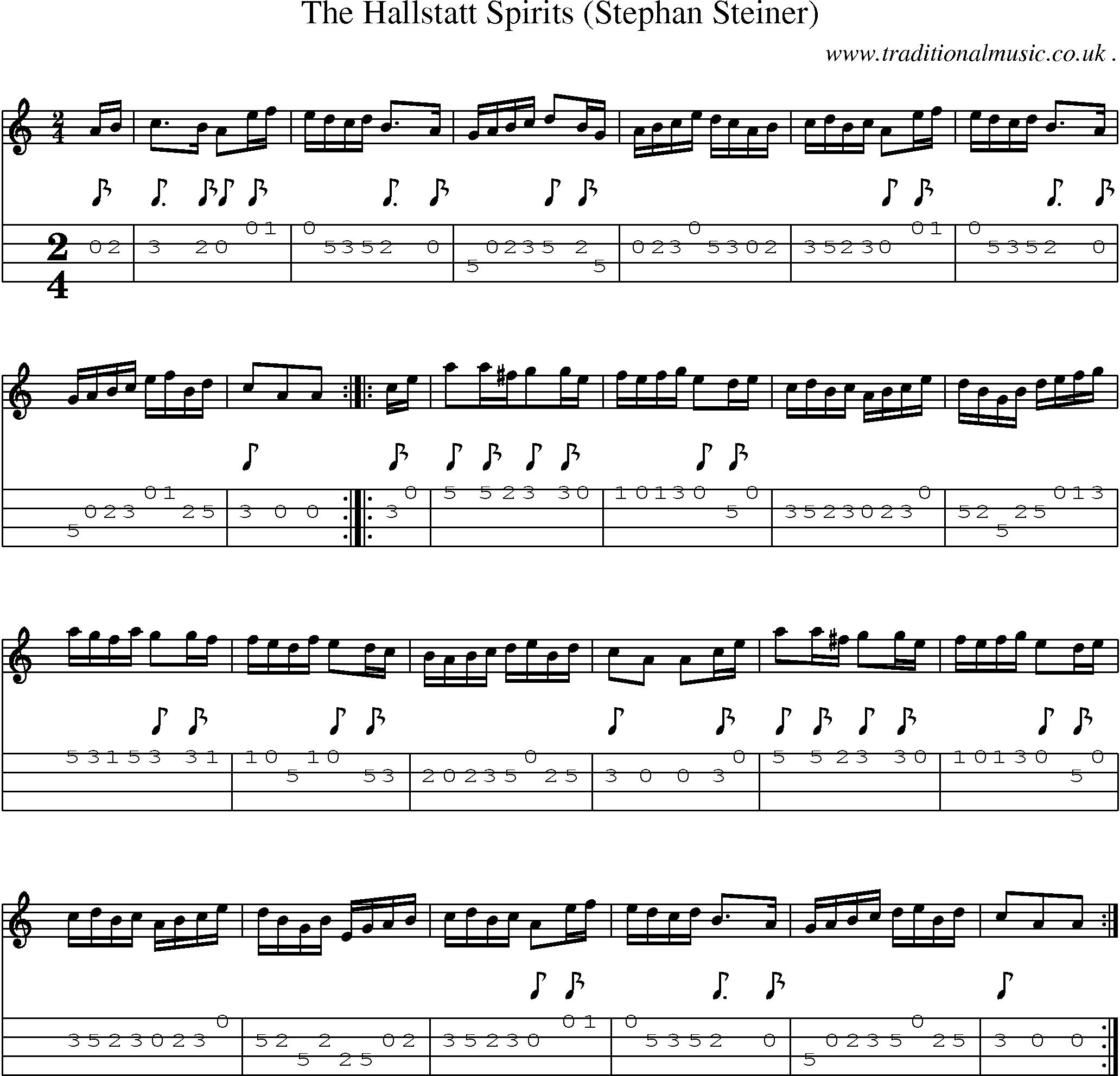Sheet-Music and Mandolin Tabs for The Hallstatt Spirits (stephan Steiner)