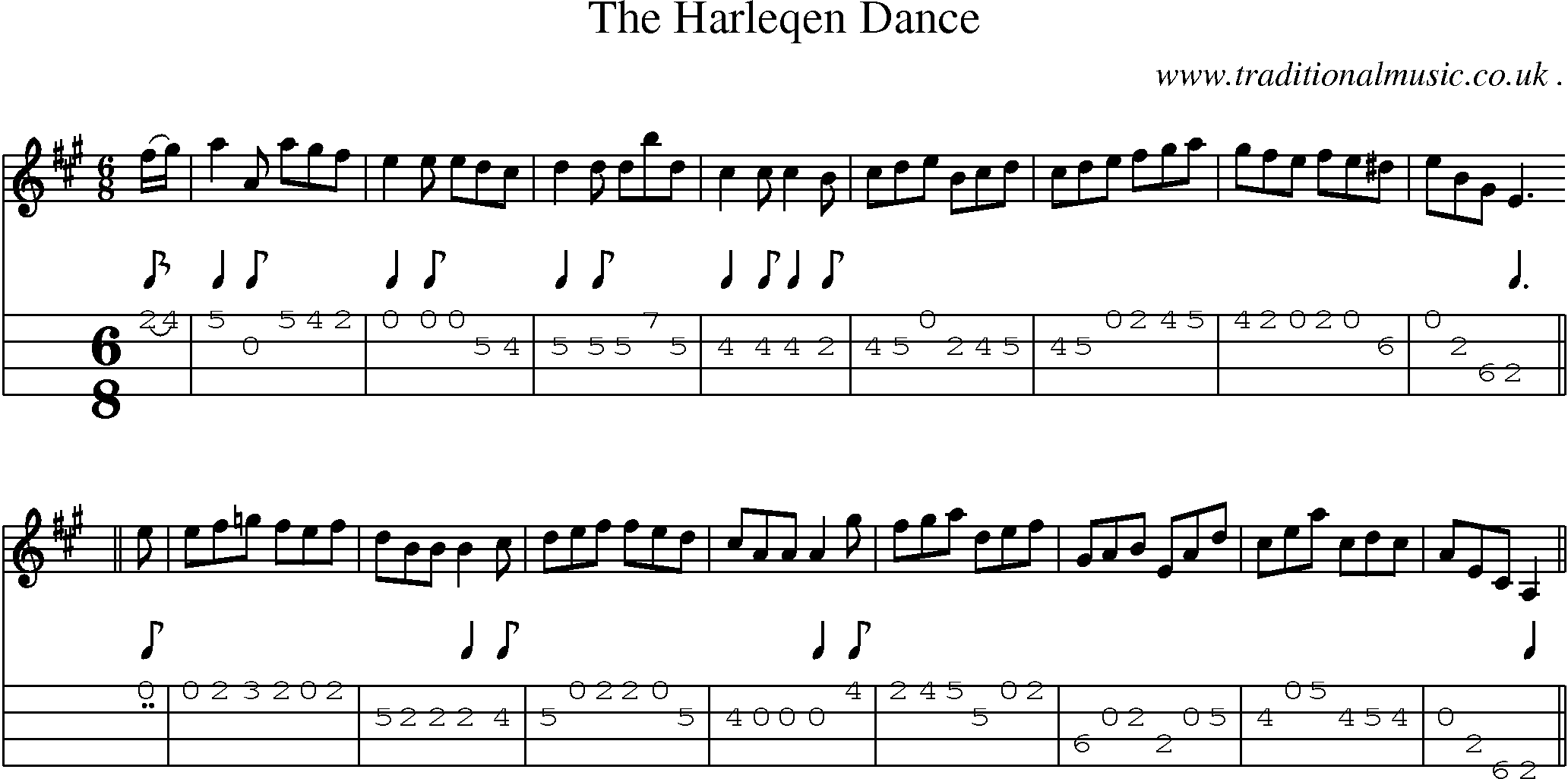 Sheet-Music and Mandolin Tabs for The Harleqen Dance