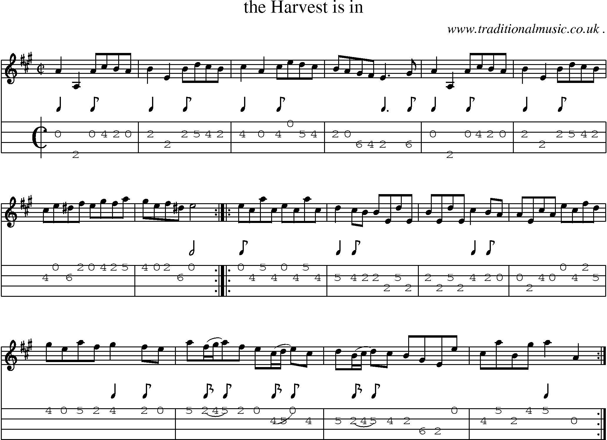 Sheet-Music and Mandolin Tabs for The Harvest Is In