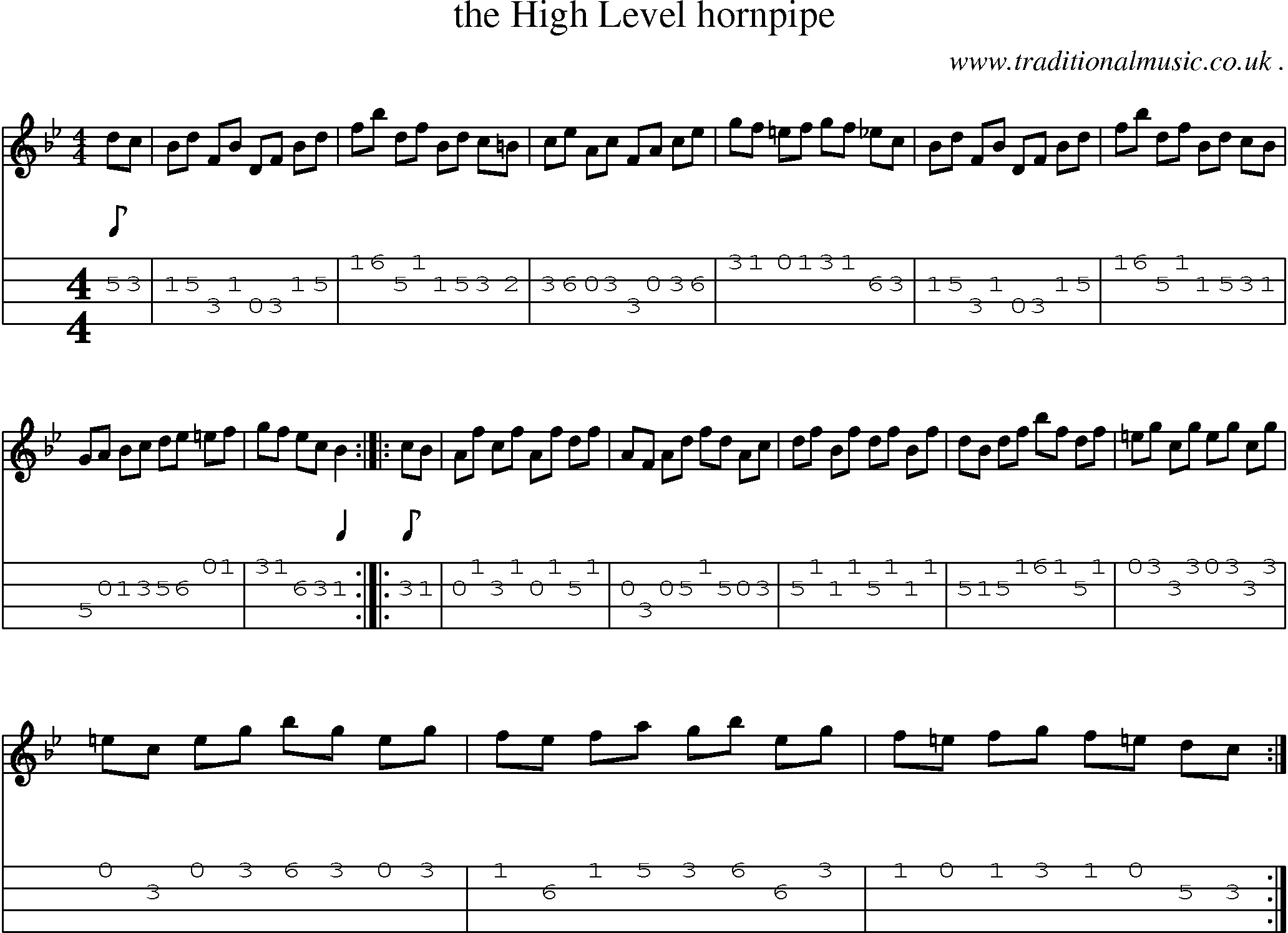 Sheet-Music and Mandolin Tabs for The High Level Hornpipe