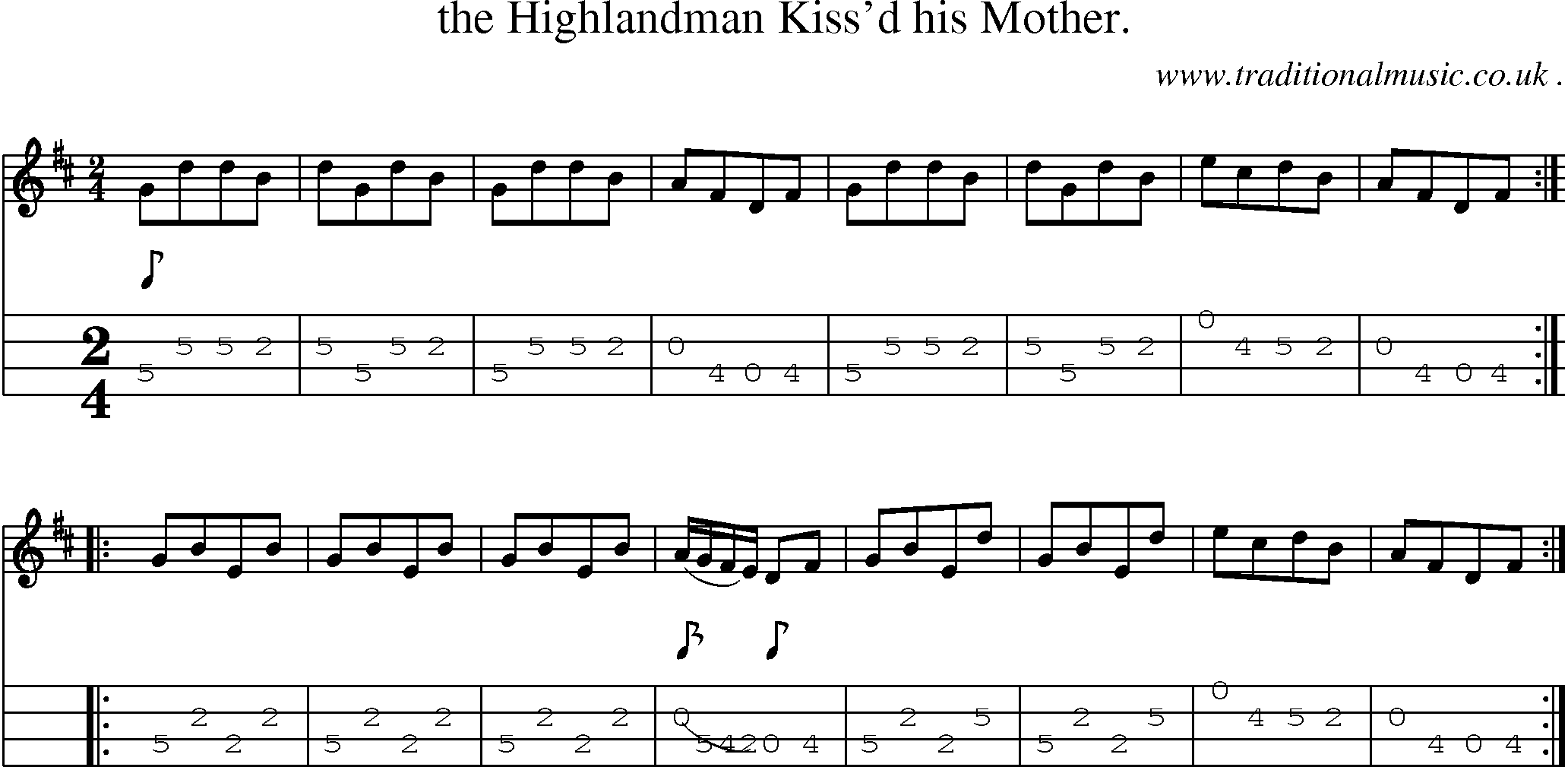 Sheet-Music and Mandolin Tabs for The Highlandman Kissd His Mother