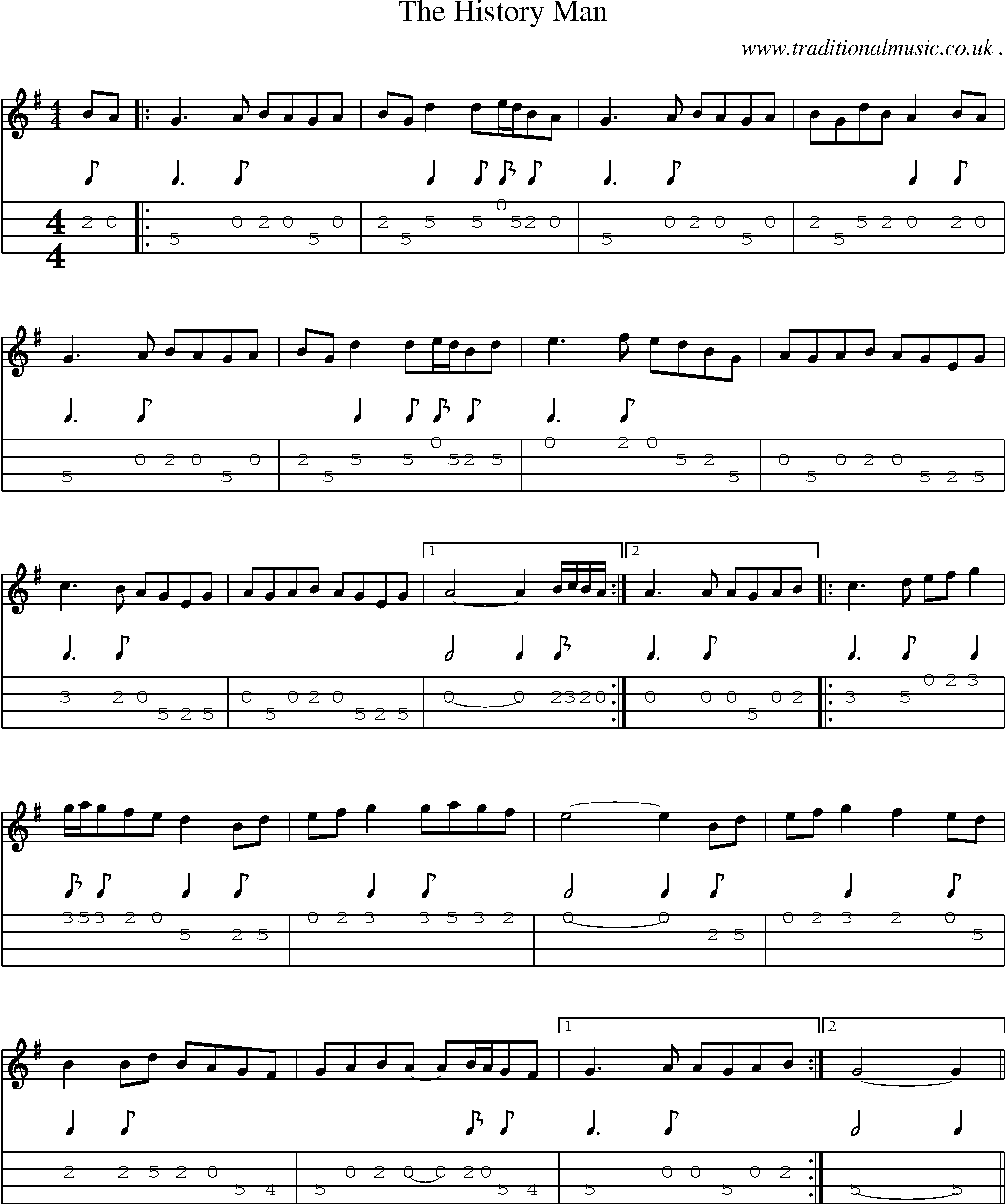 Sheet-Music and Mandolin Tabs for The History Man