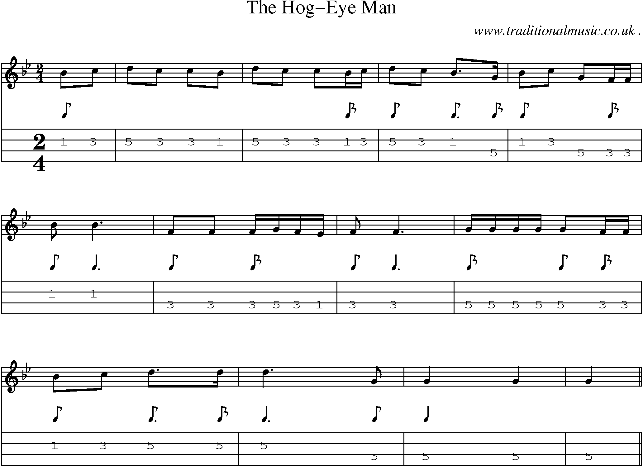 Sheet-Music and Mandolin Tabs for The Hog-eye Man
