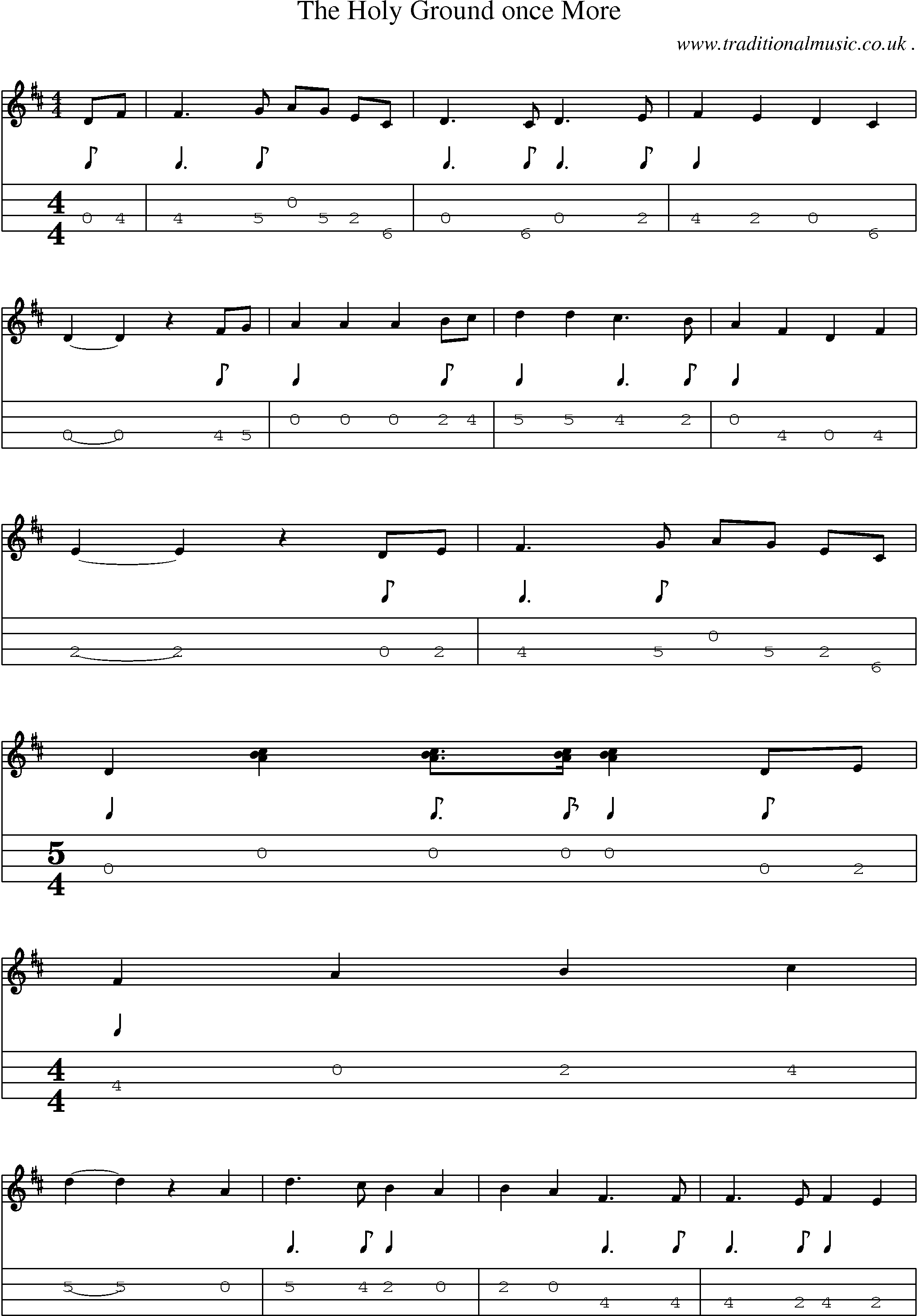 Sheet-Music and Mandolin Tabs for The Holy Ground Once More