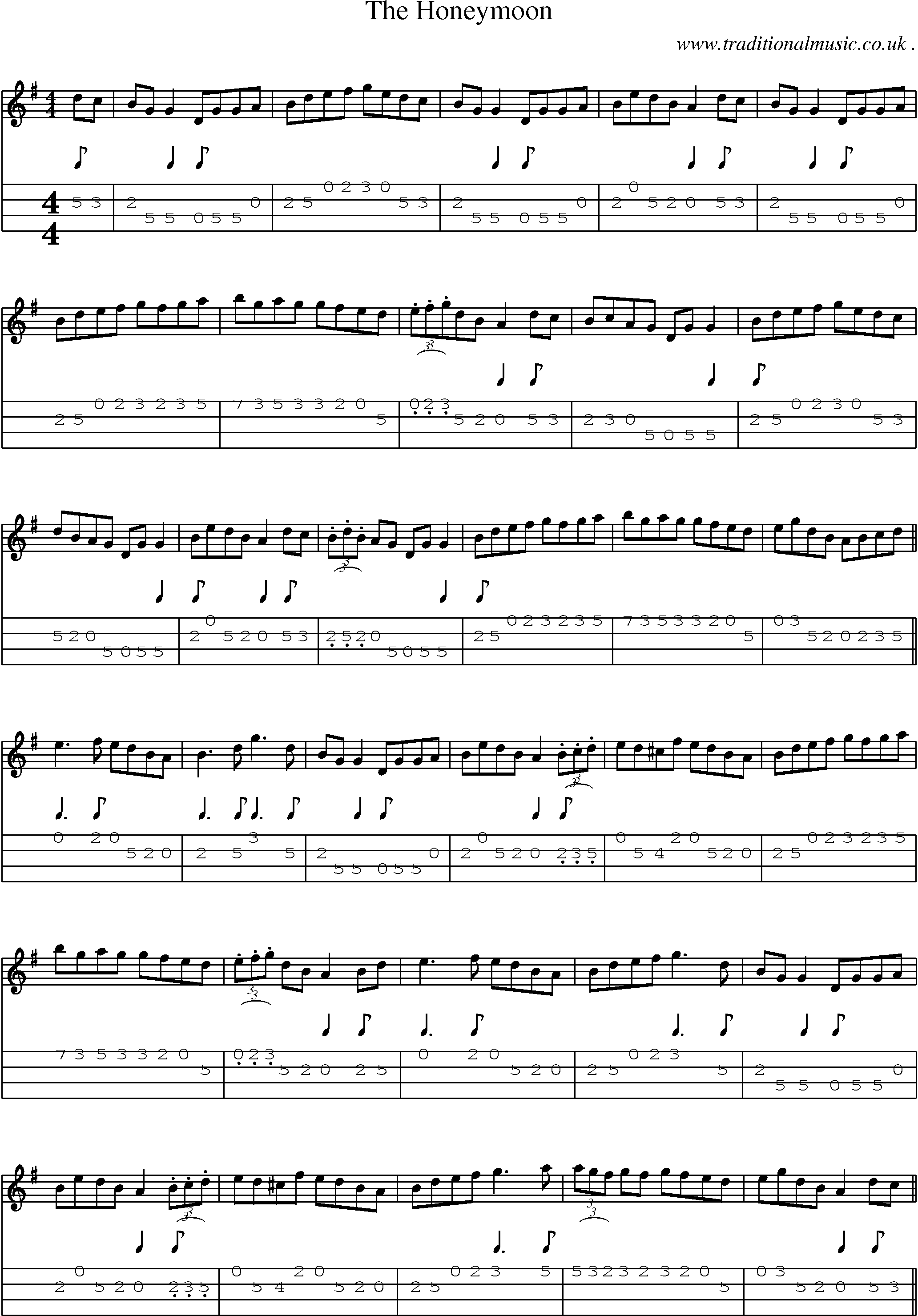 Sheet-Music and Mandolin Tabs for The Honeymoon
