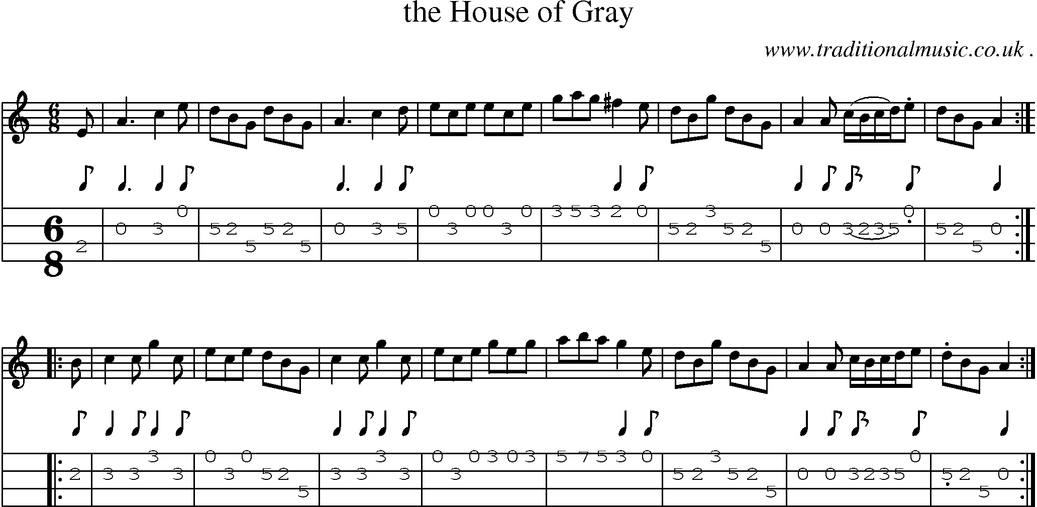Sheet-Music and Mandolin Tabs for The House Of Gray