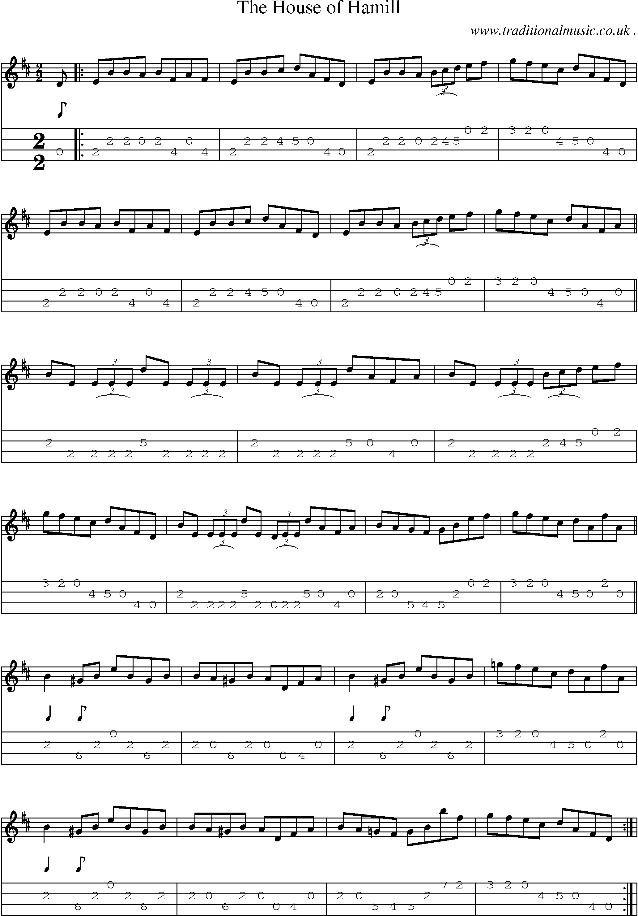 Sheet-Music and Mandolin Tabs for The House Of Hamill