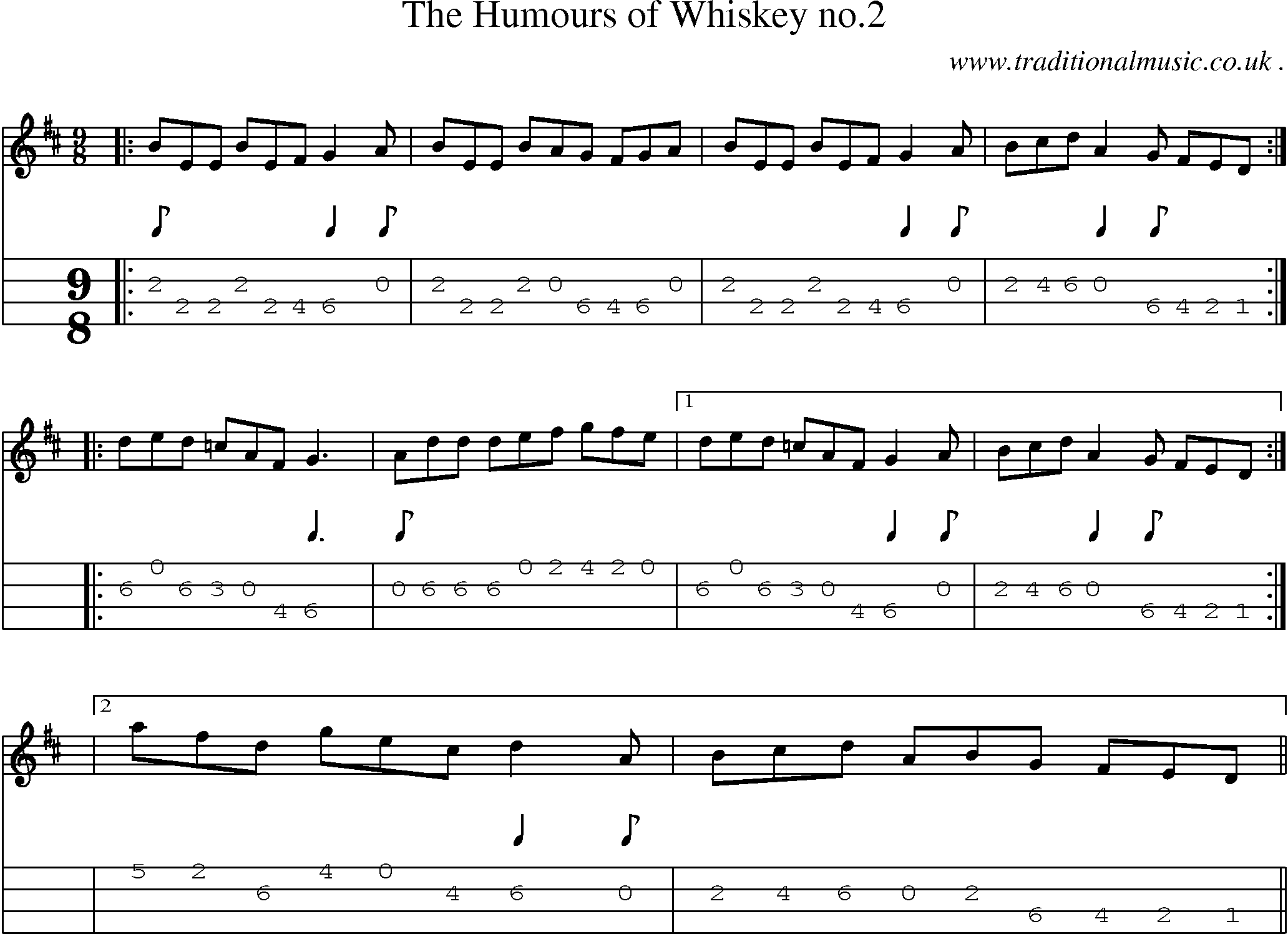 Sheet-Music and Mandolin Tabs for The Humours Of Whiskey No2