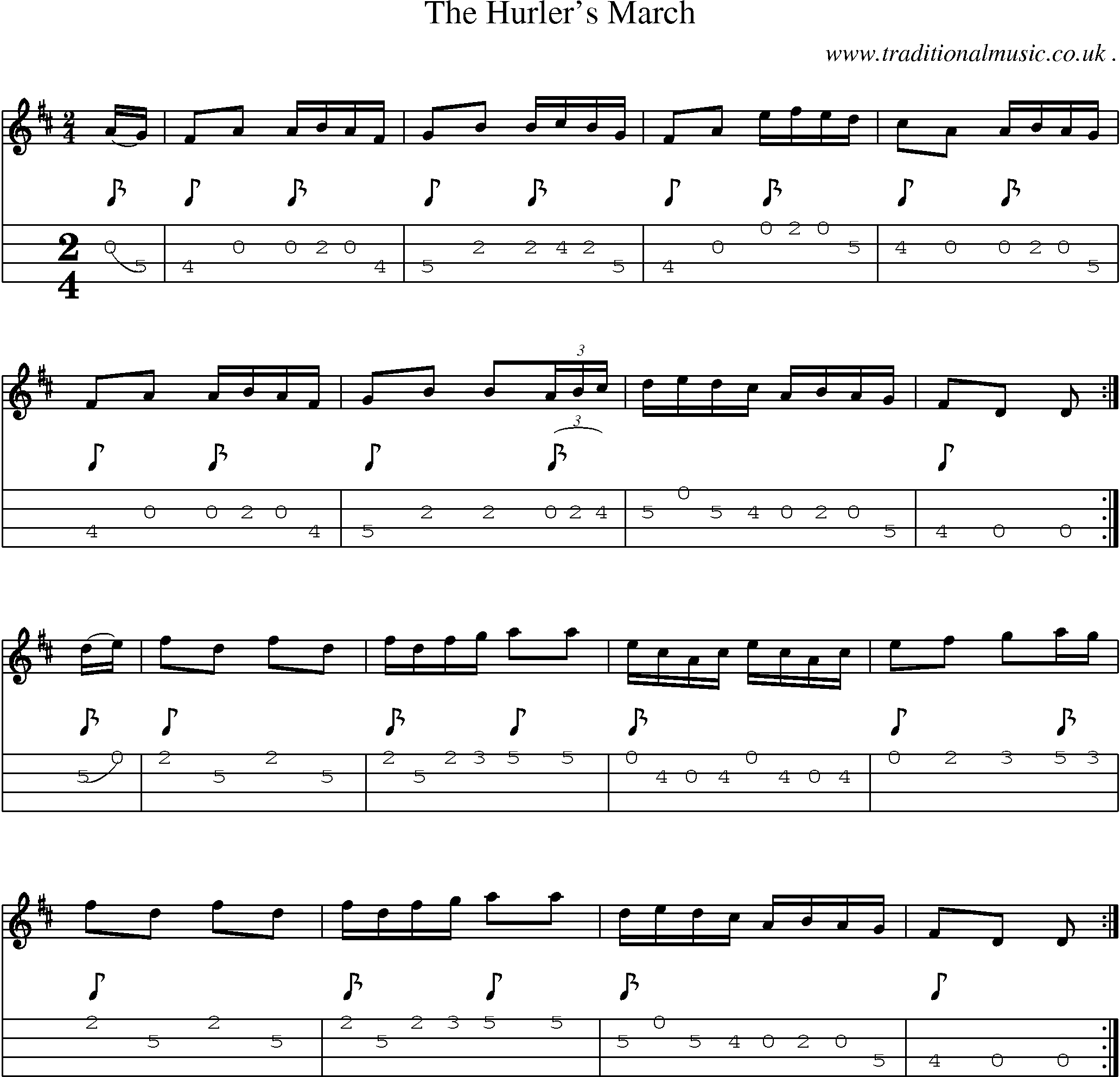 Sheet-Music and Mandolin Tabs for The Hurlers March