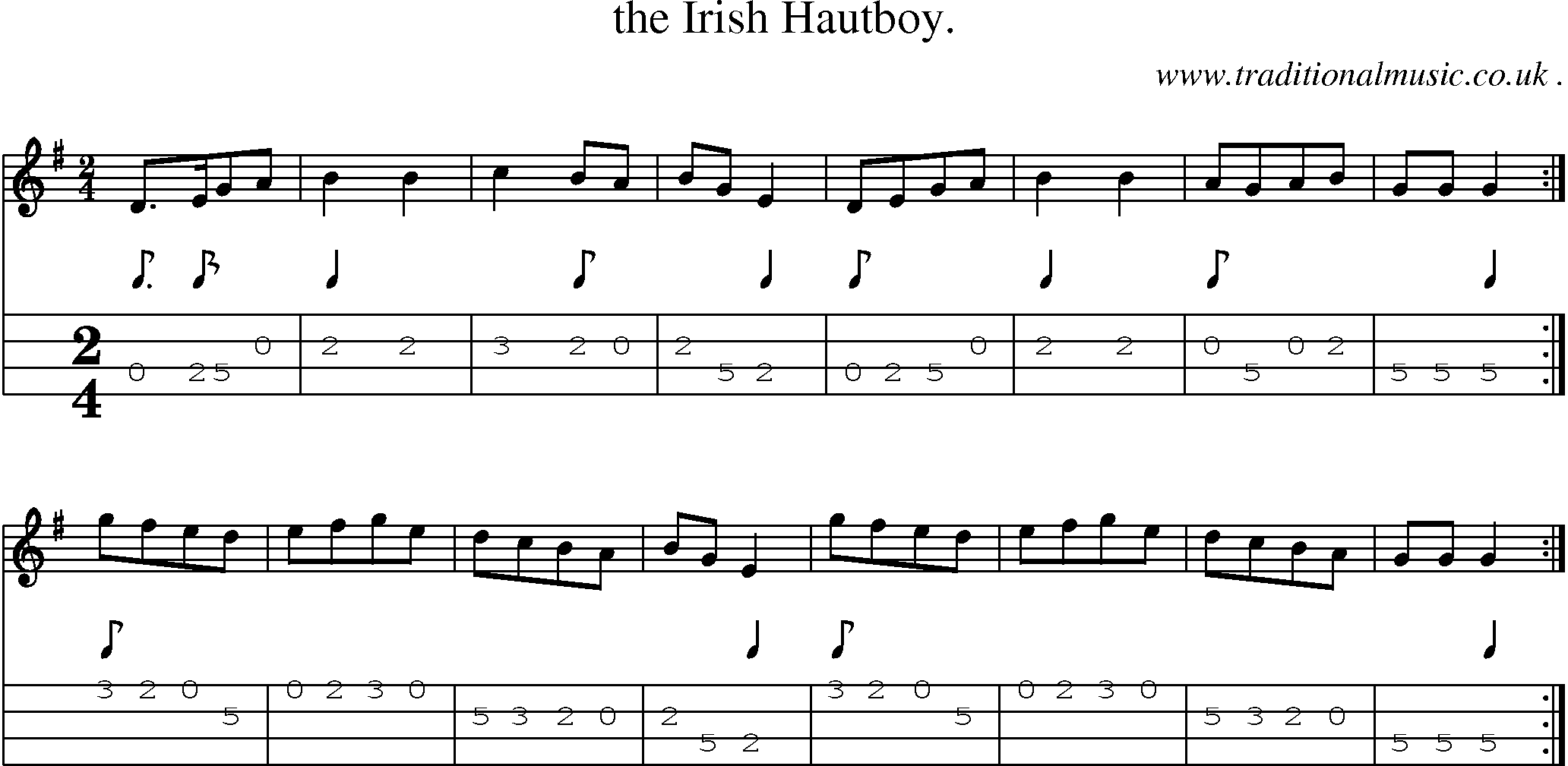 Sheet-Music and Mandolin Tabs for The Irish Hautboy