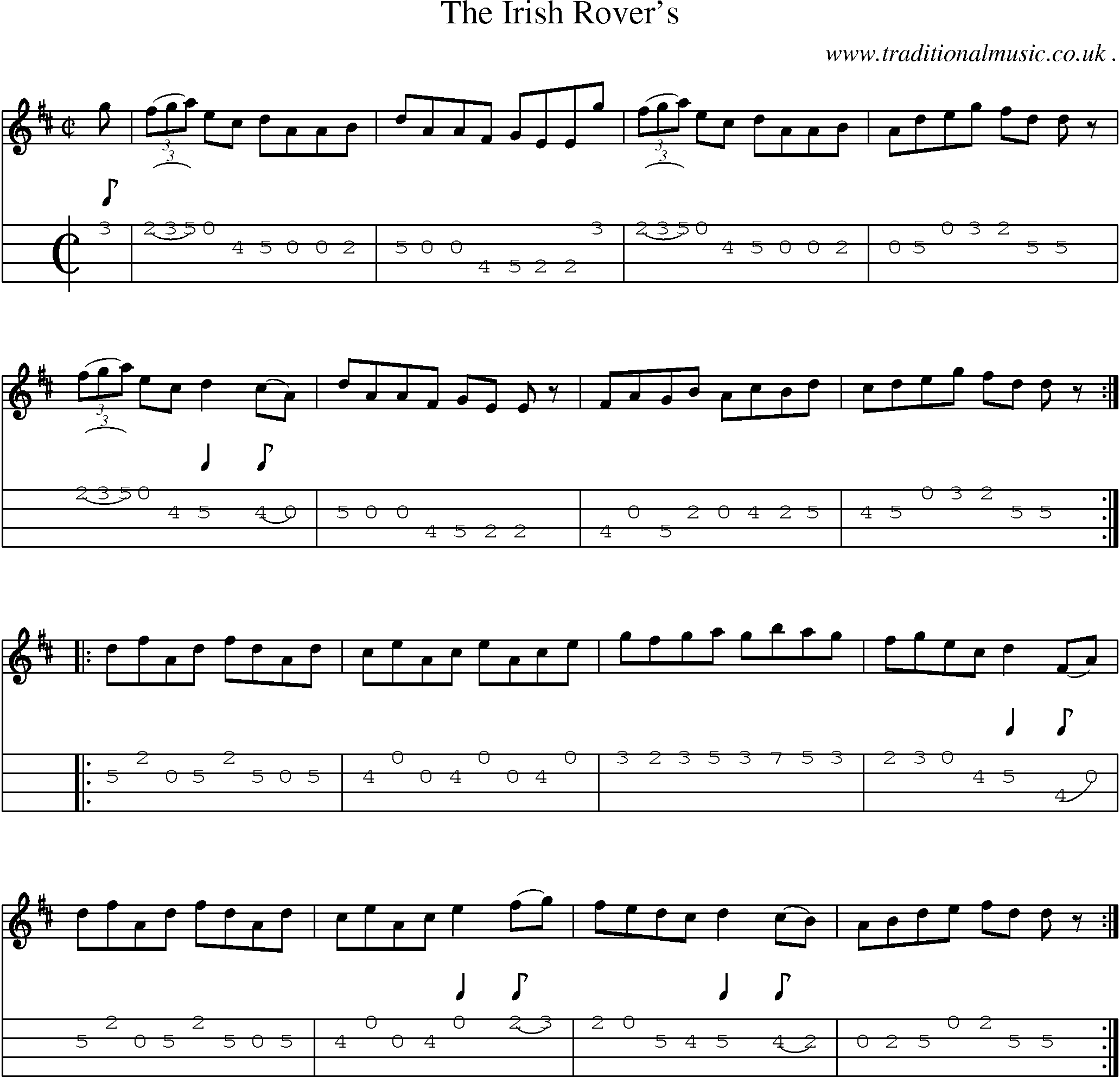 Sheet-Music and Mandolin Tabs for The Irish Rovers