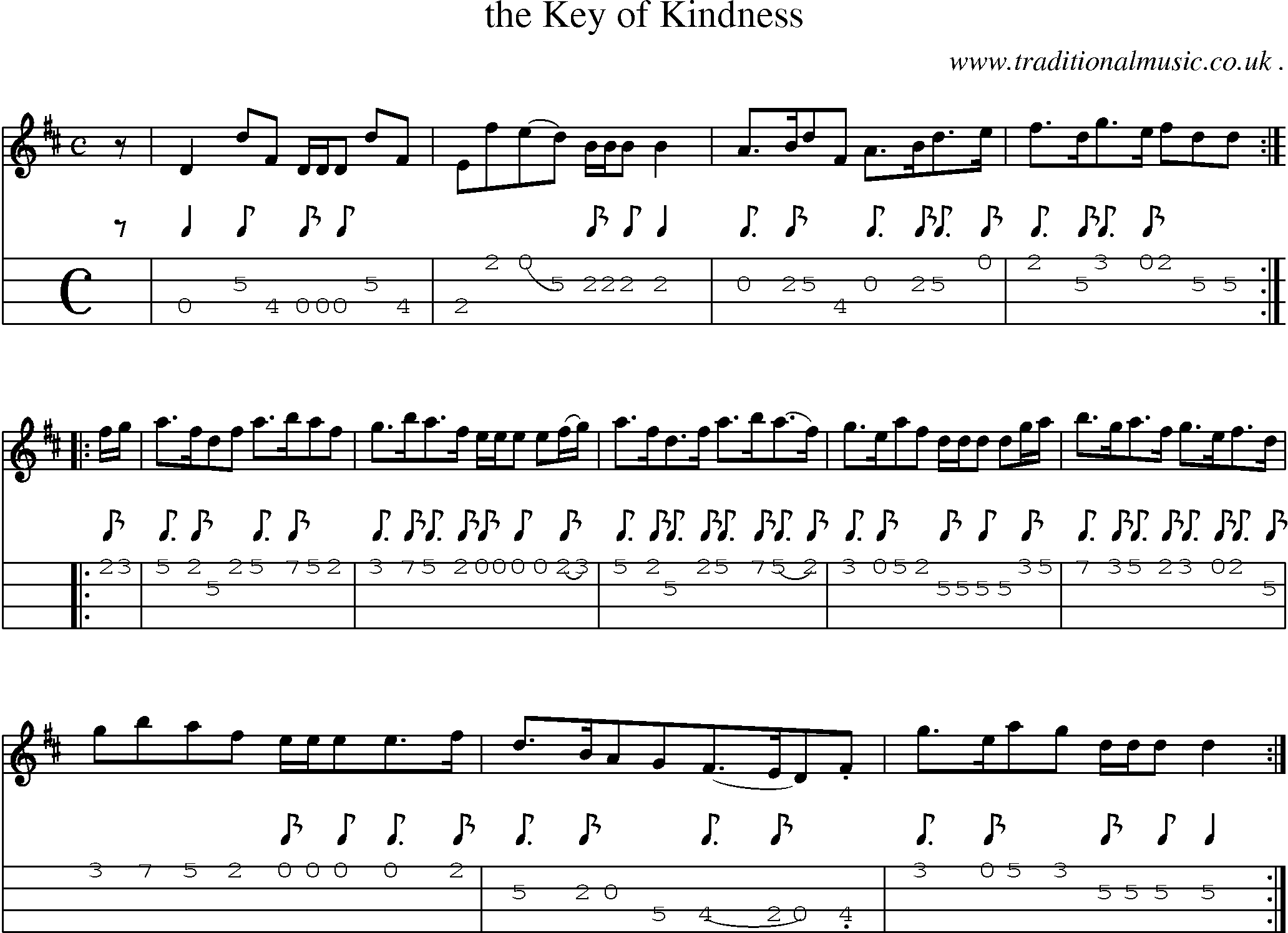 Sheet-Music and Mandolin Tabs for The Key Of Kindness