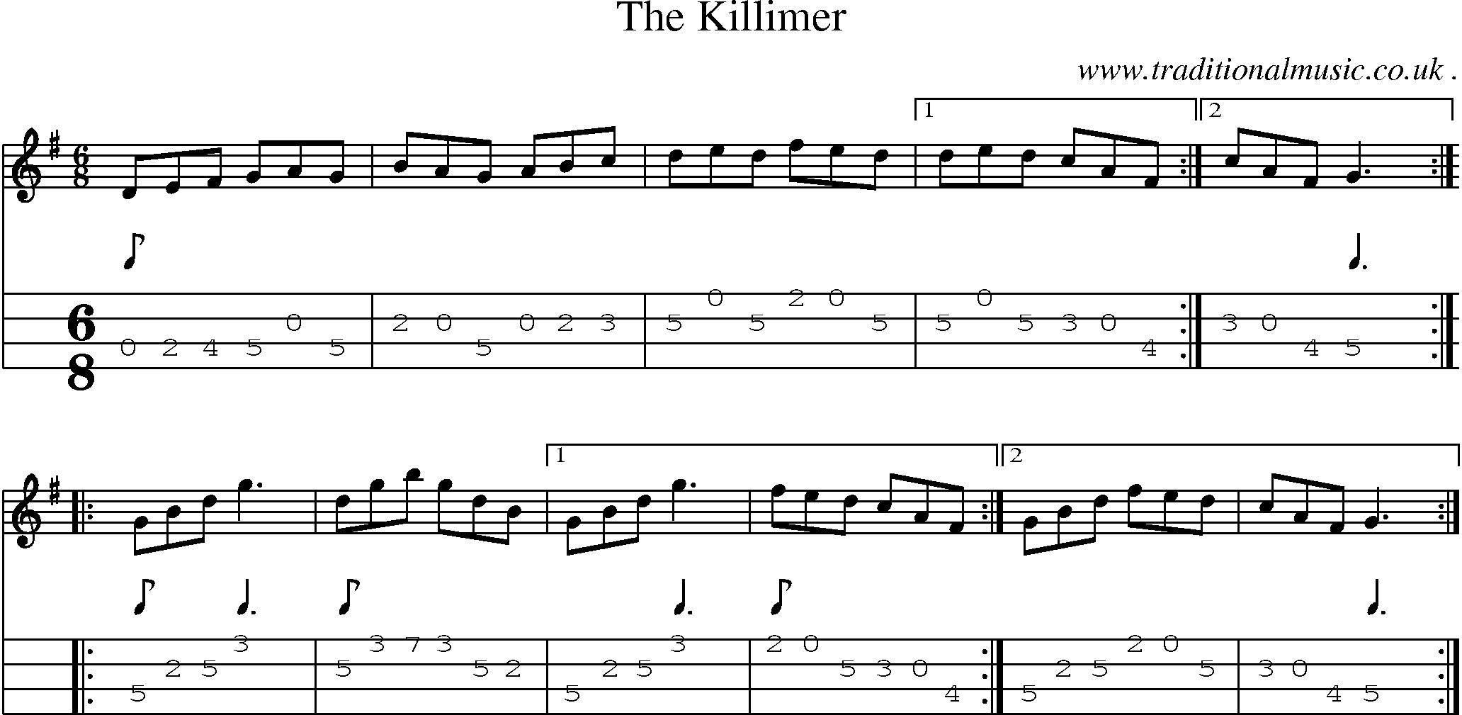 Sheet-Music and Mandolin Tabs for The Killimer