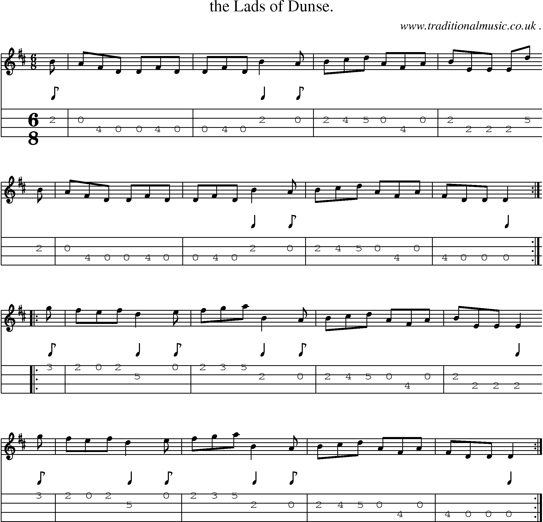 Sheet-Music and Mandolin Tabs for The Lads Of Dunse