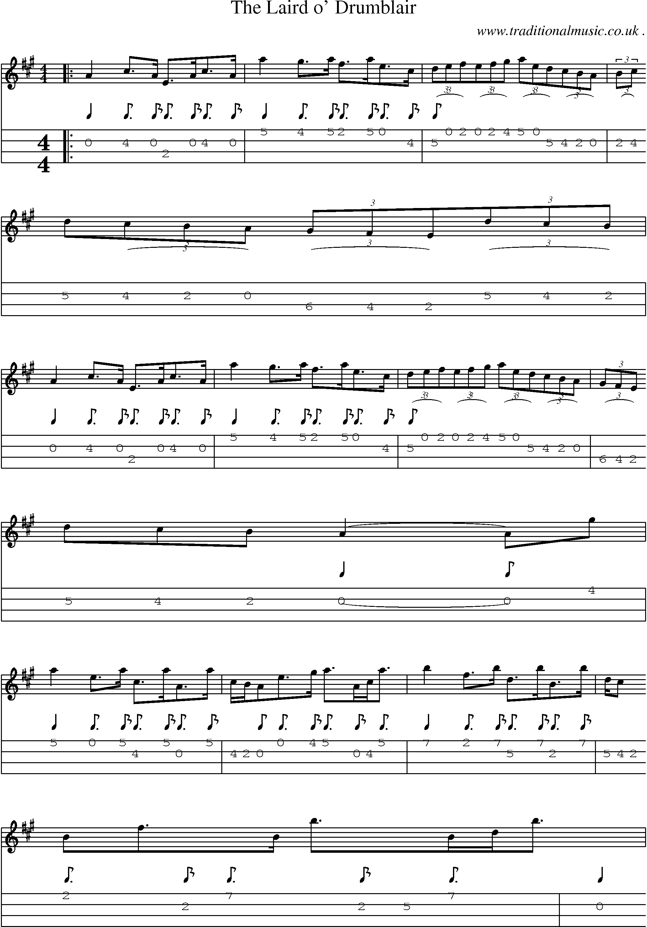 Sheet-Music and Mandolin Tabs for The Laird O Drumblair