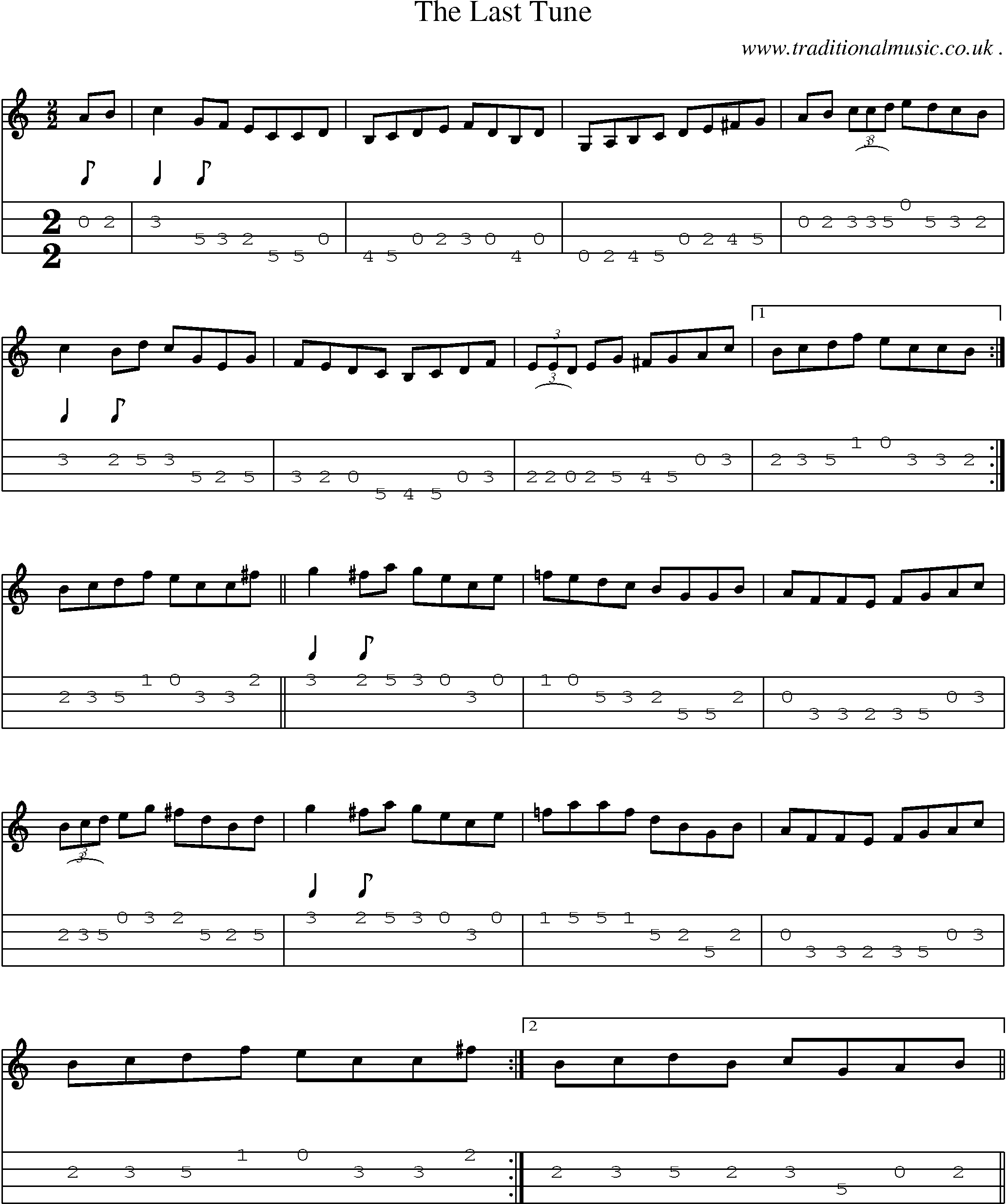 Sheet-Music and Mandolin Tabs for The Last Tune