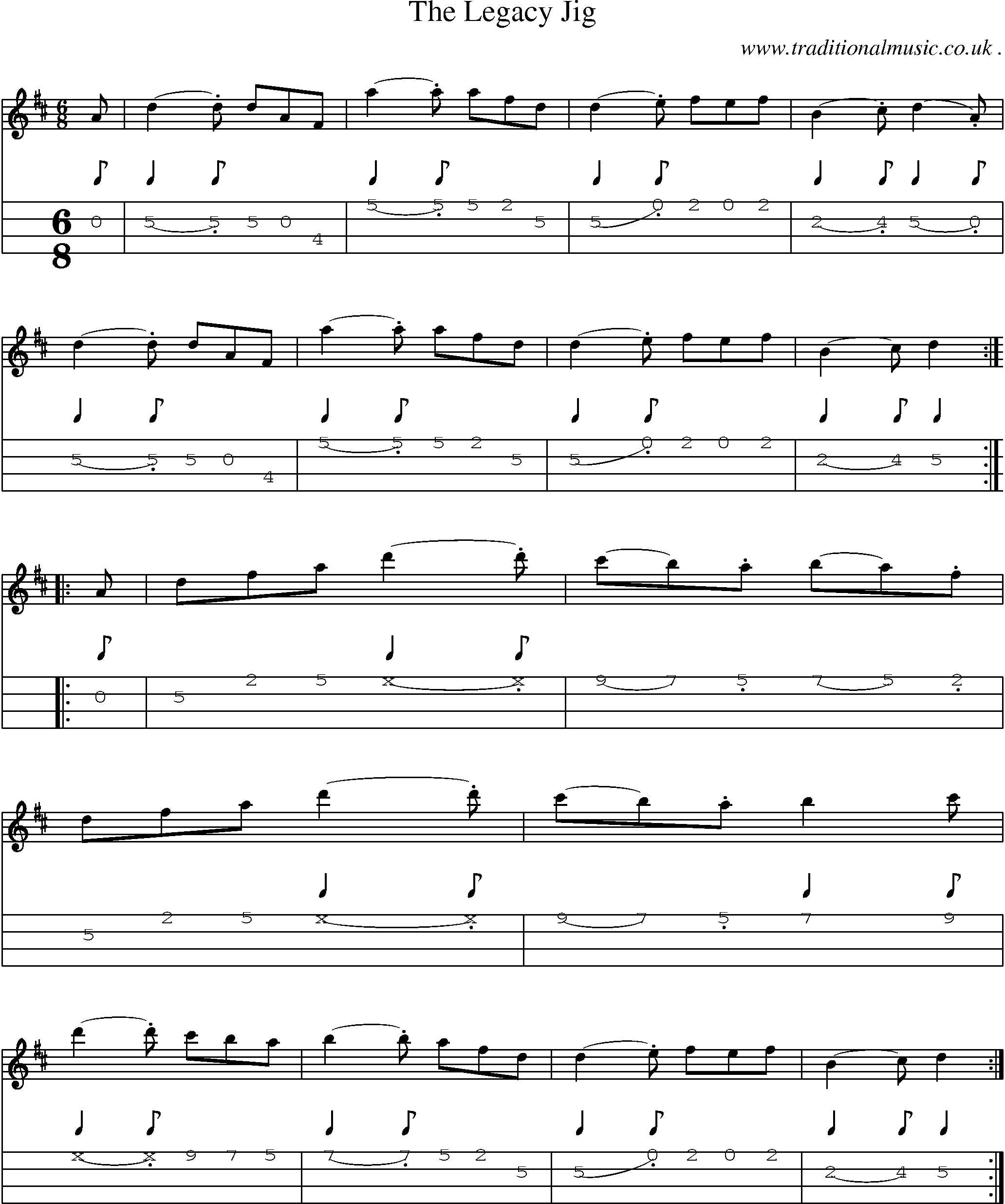 Sheet-Music and Mandolin Tabs for The Legacy Jig