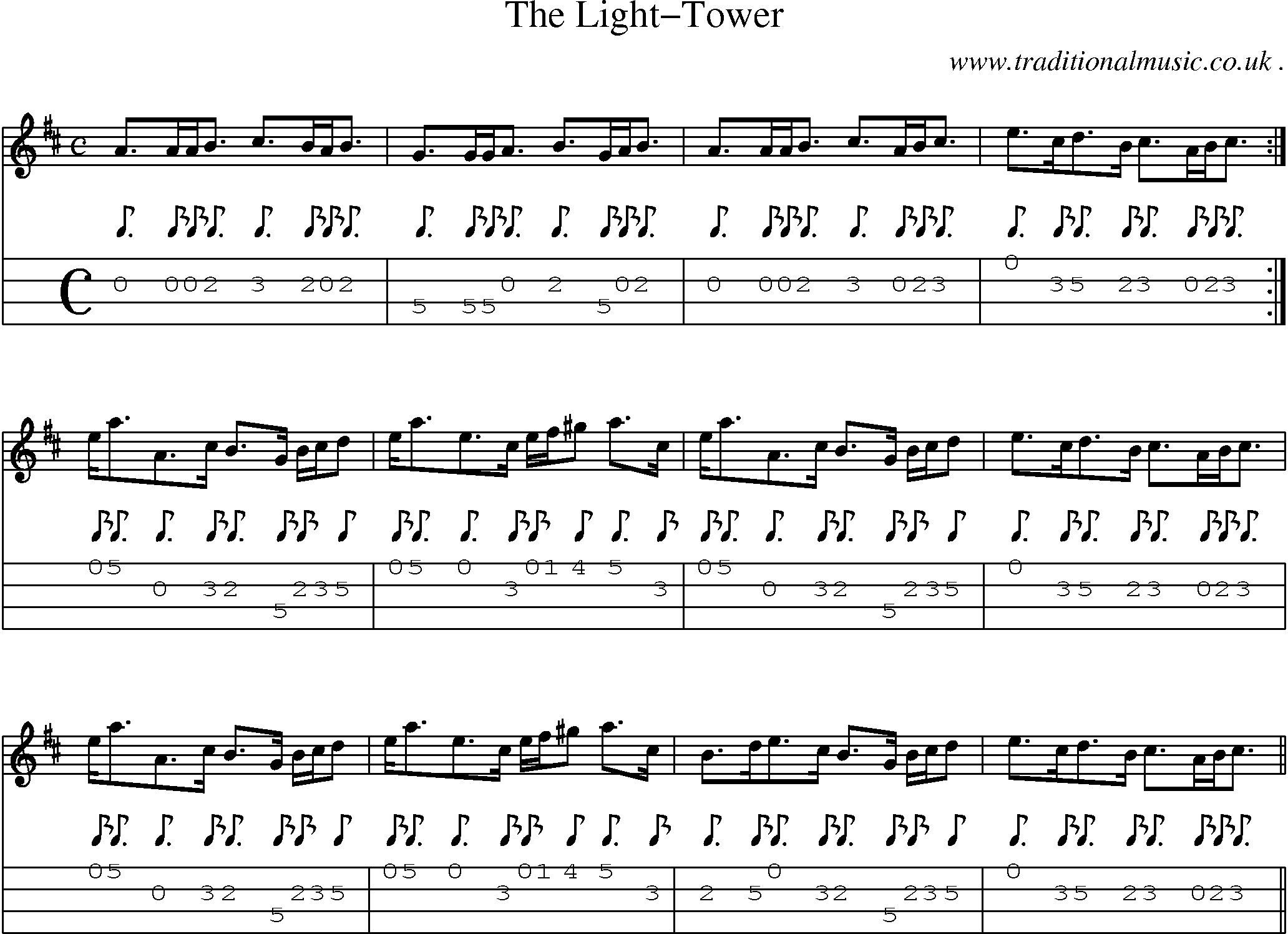Sheet-Music and Mandolin Tabs for The Light-tower
