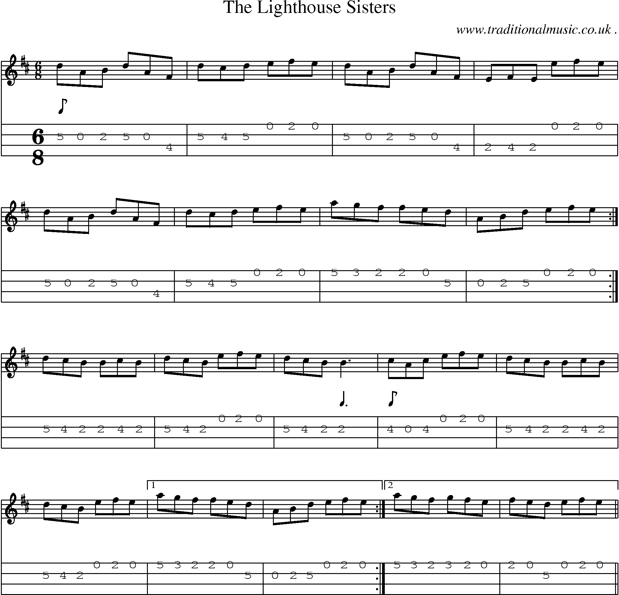 Sheet-Music and Mandolin Tabs for The Lighthouse Sisters