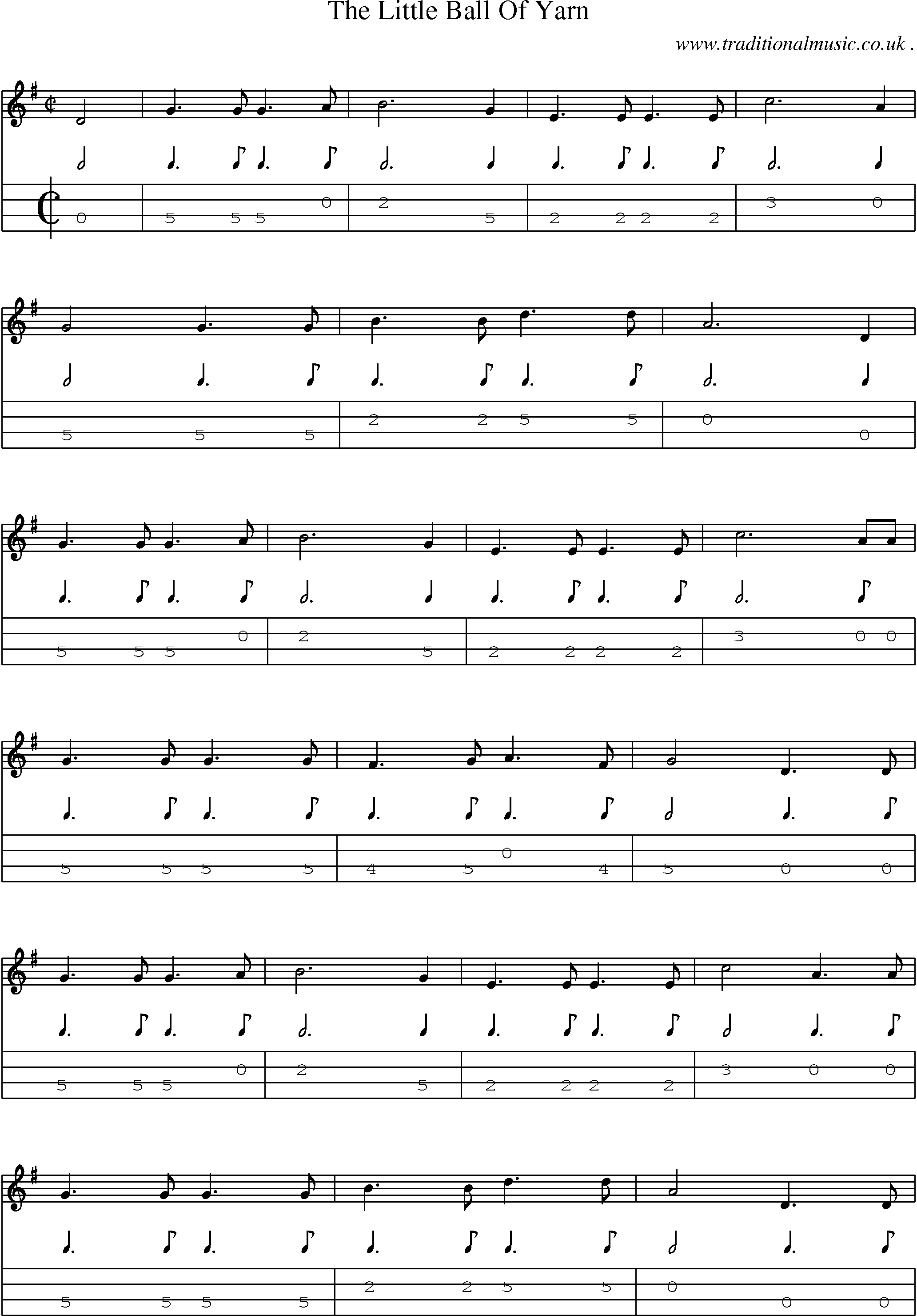 Sheet-Music and Mandolin Tabs for The Little Ball Of Yarn