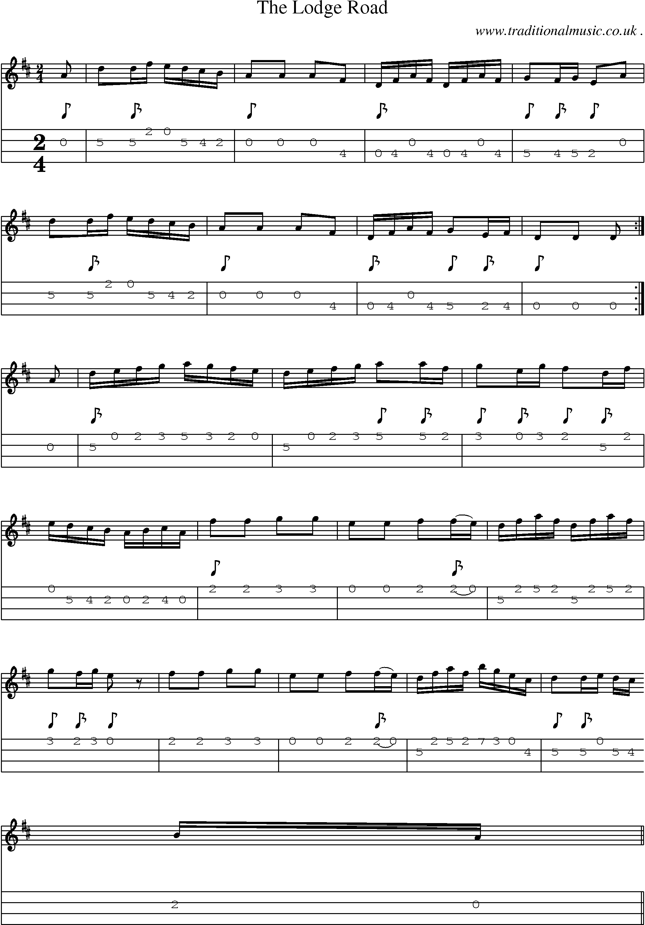 Sheet-Music and Mandolin Tabs for The Lodge Road