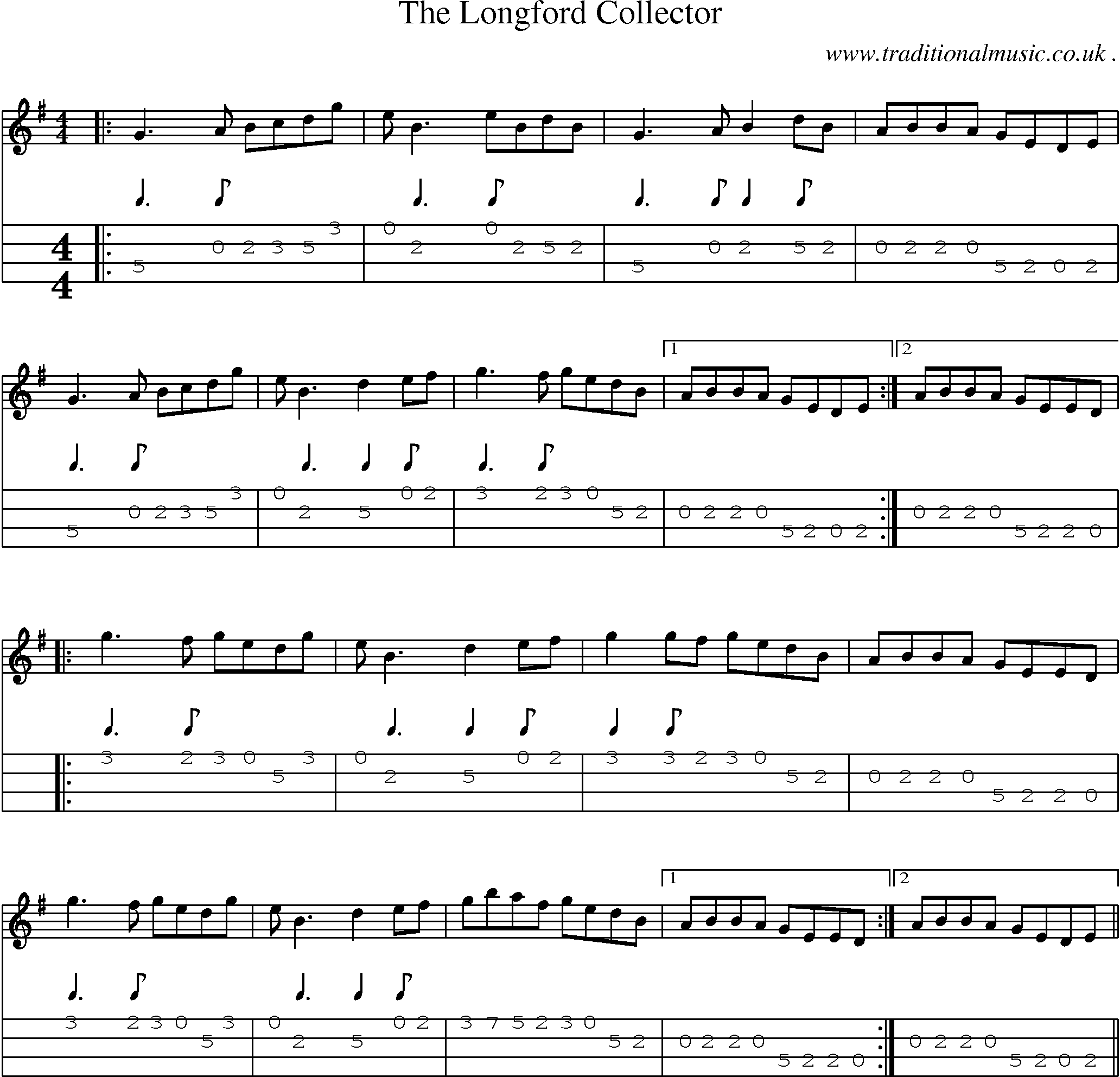 Sheet-Music and Mandolin Tabs for The Longford Collector