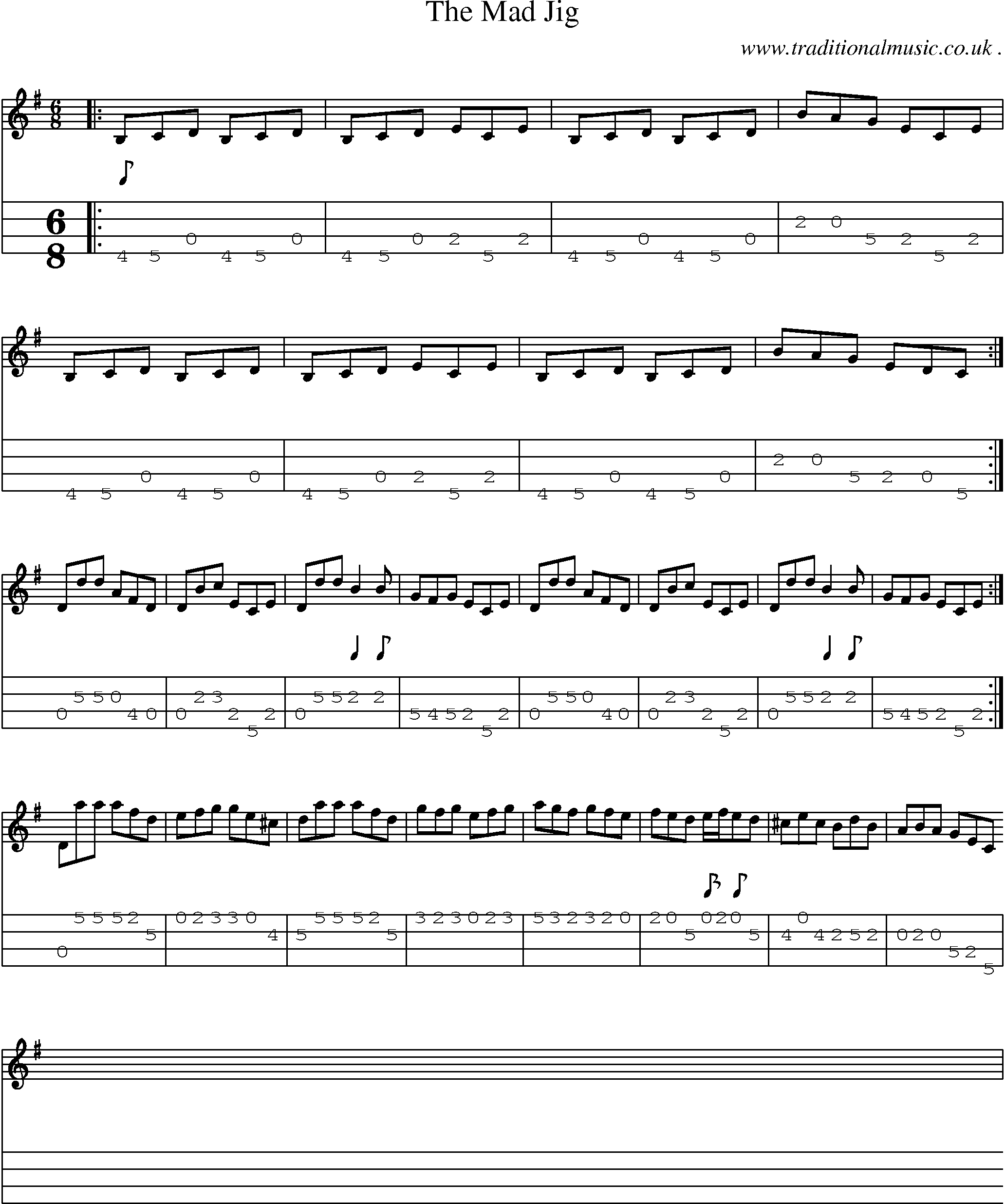 Sheet-Music and Mandolin Tabs for The Mad Jig
