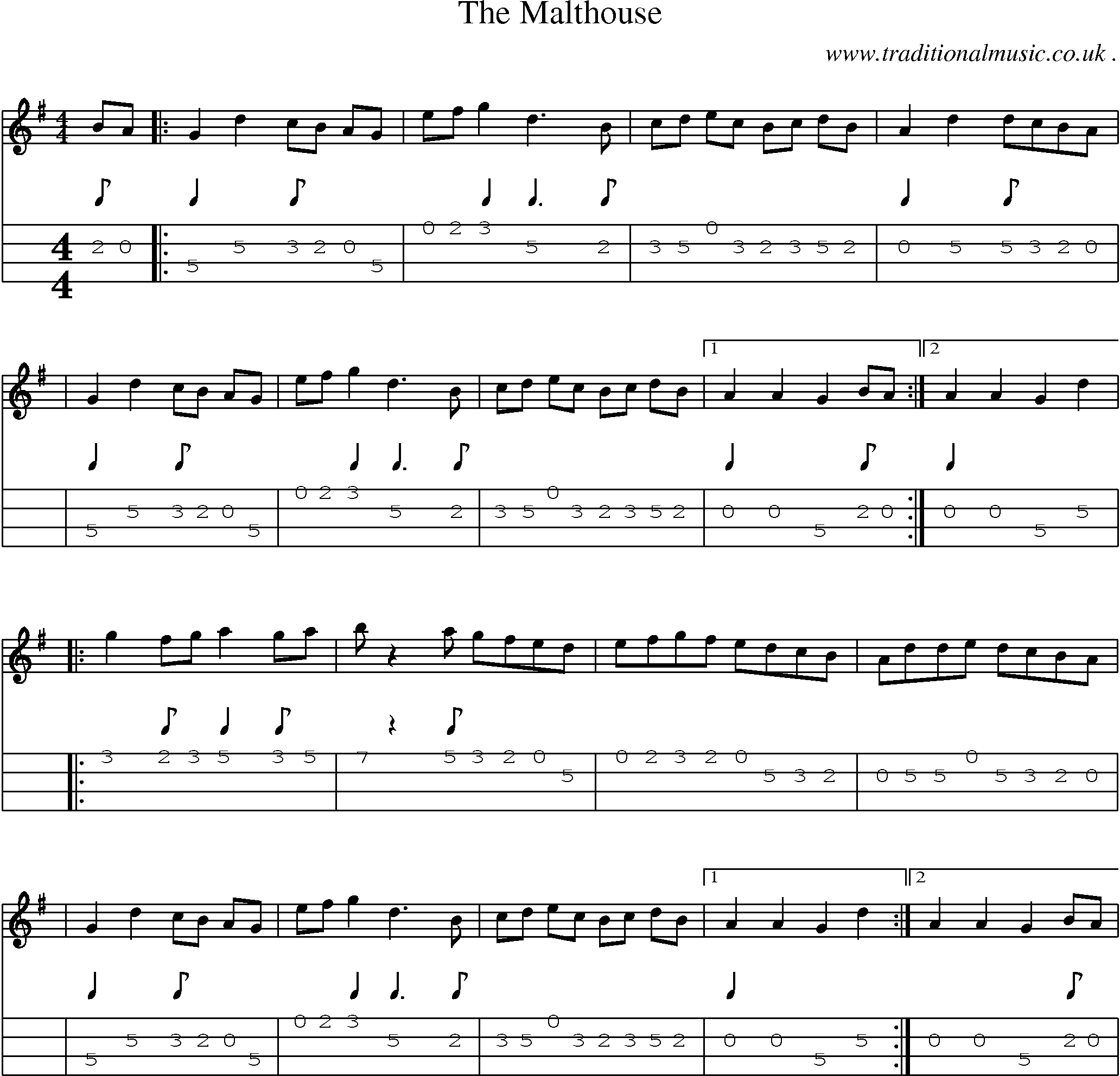 Sheet-Music and Mandolin Tabs for The Malthouse