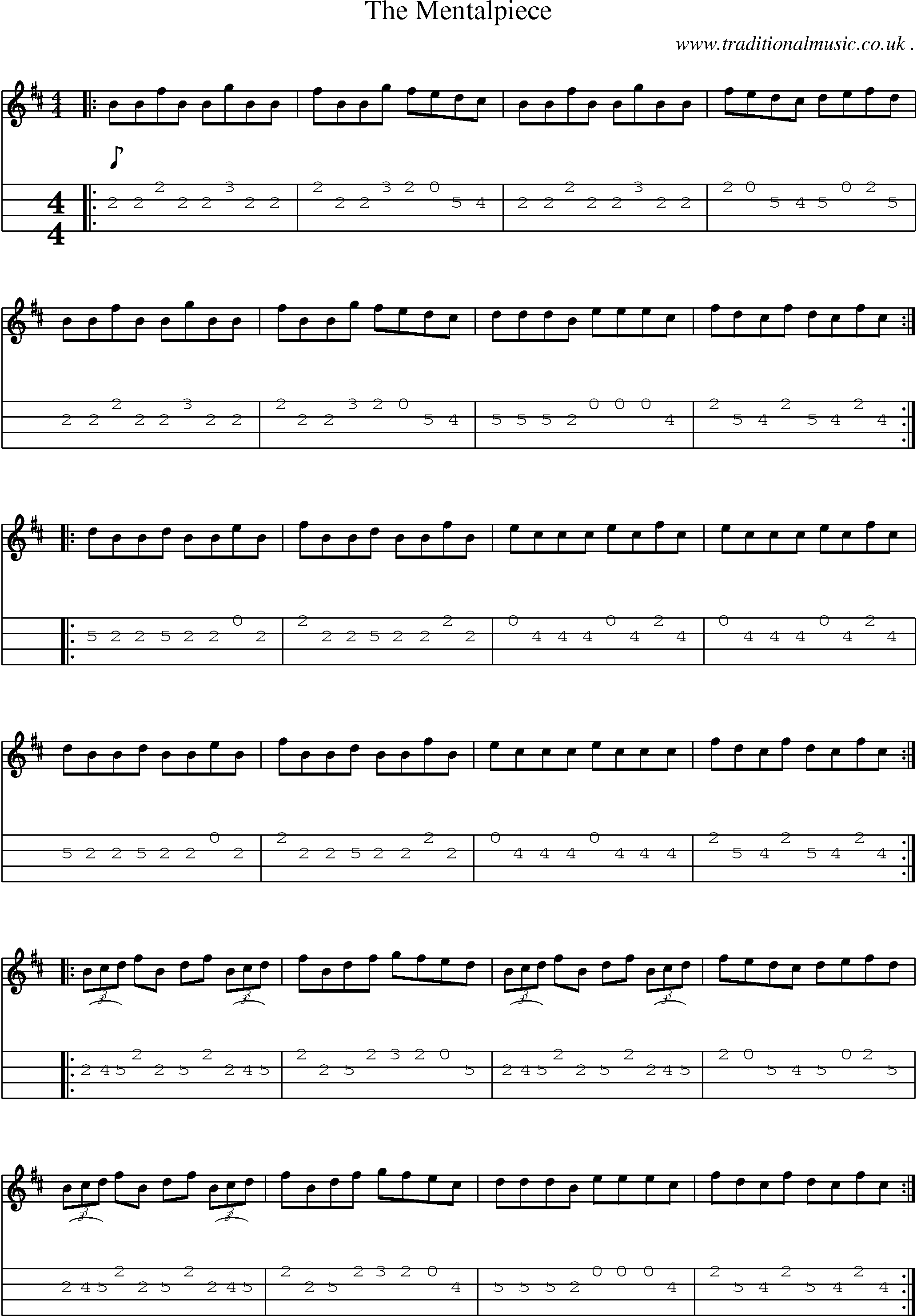 Sheet-Music and Mandolin Tabs for The Mentalpiece