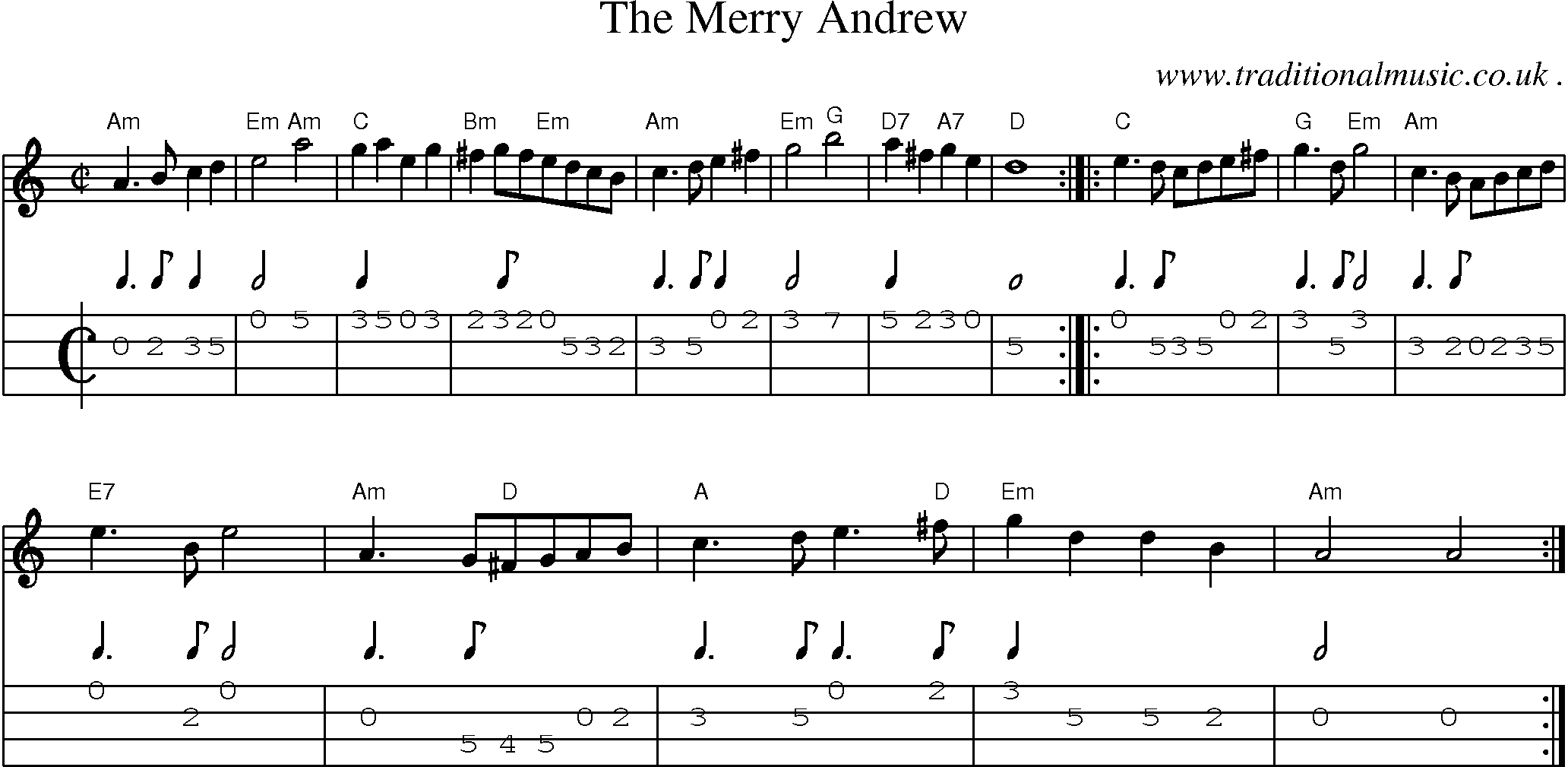Sheet-Music and Mandolin Tabs for The Merry Andrew